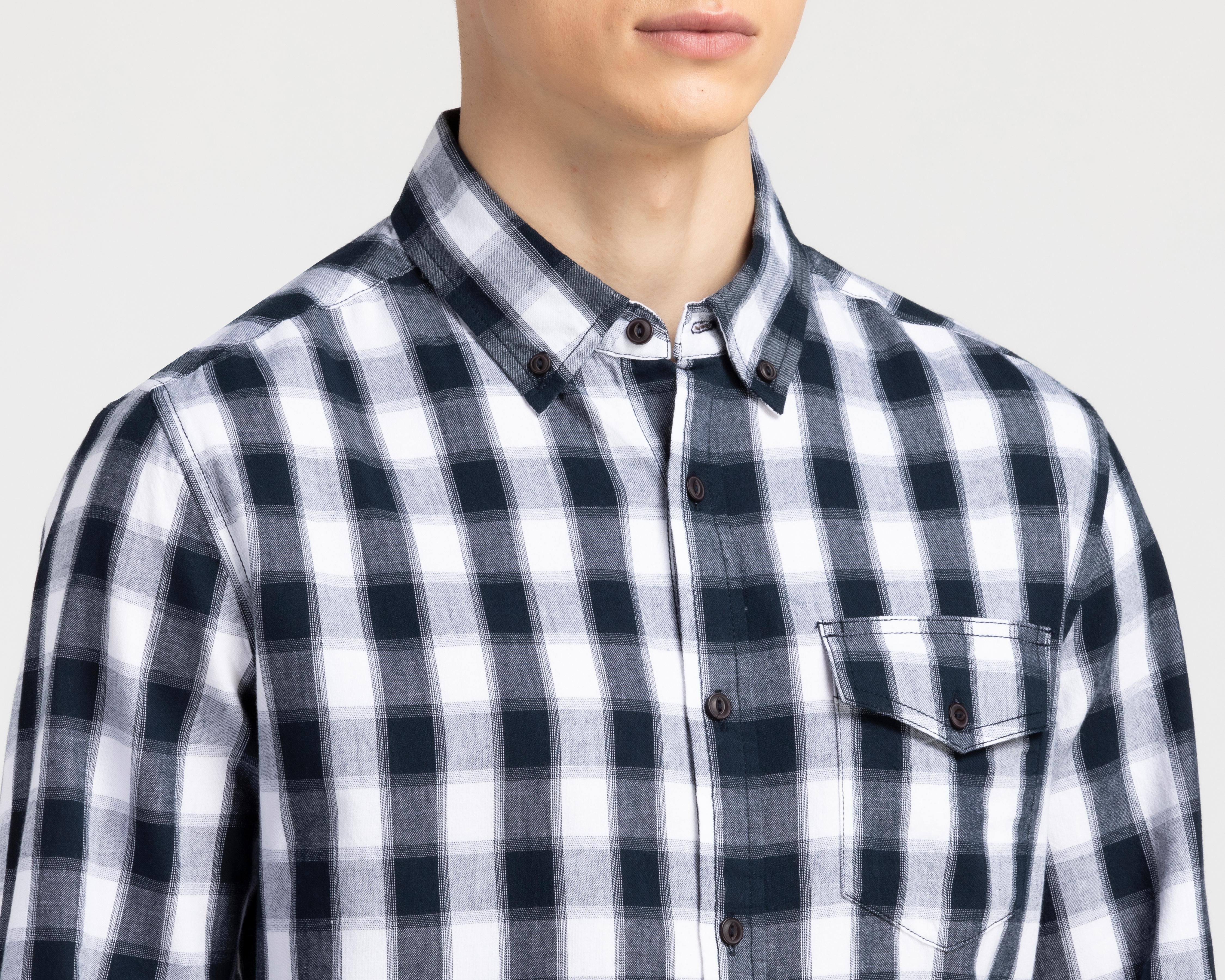 Foto 4 | Camisa de Moda de Algodón Refill Regular a Cuadros