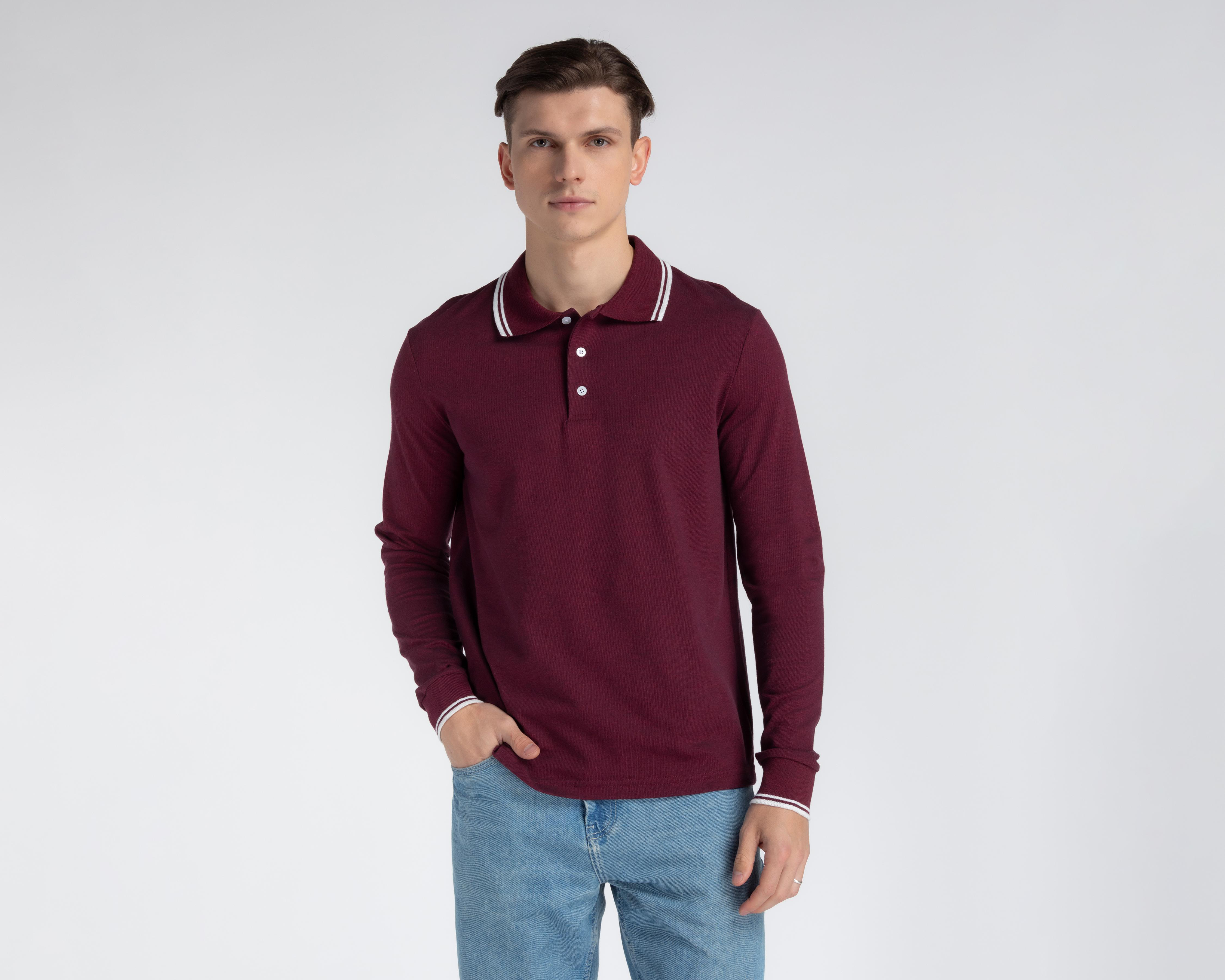 Playera Polo Refill Manga Larga Tinta para Hombre