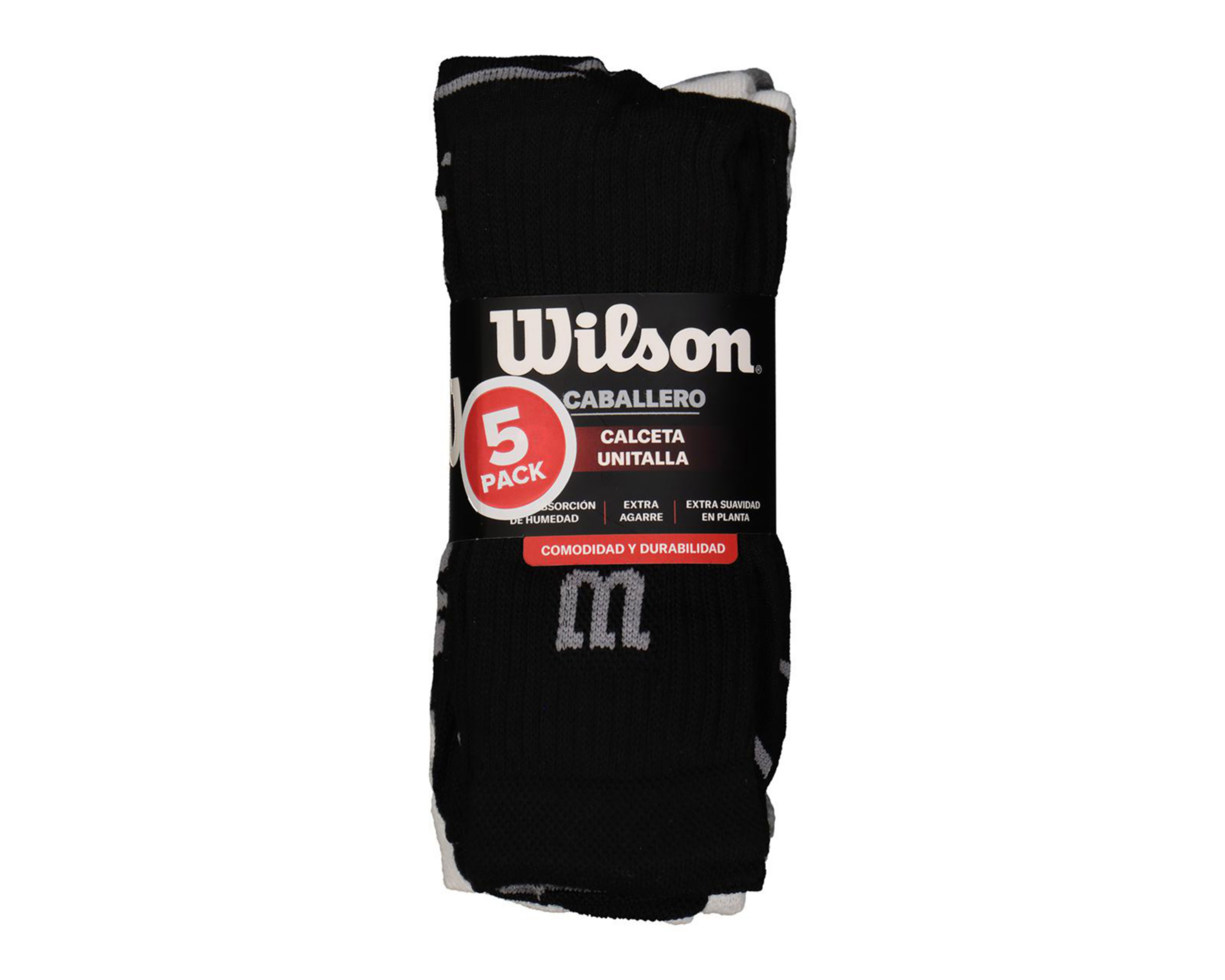 Foto 5 pulgar | Calcetas Largas Deportivas Wilson para Hombre 5 Pares