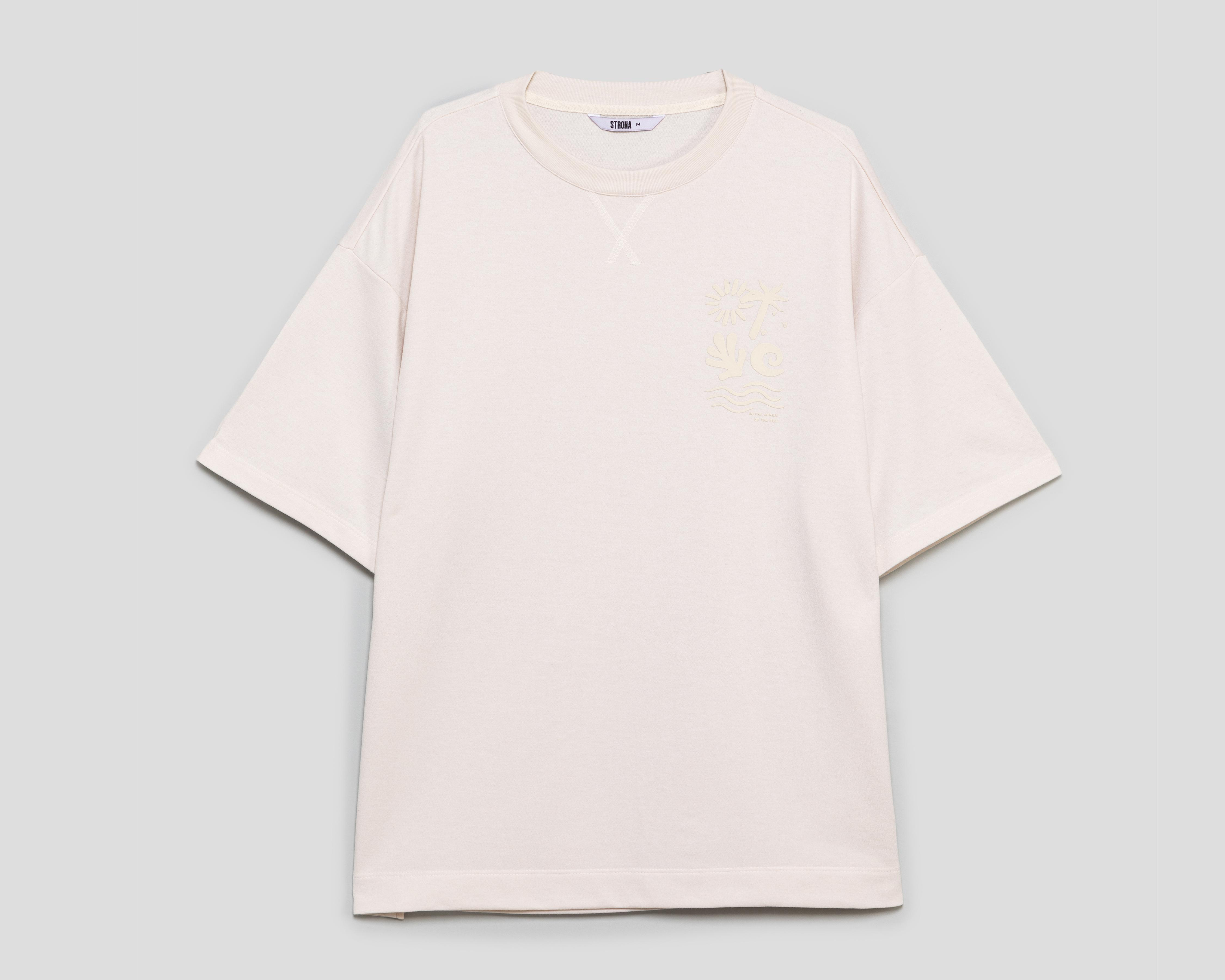 Foto 2 pulgar | Playera de Cuello Redondo Beige Strona para Hombre
