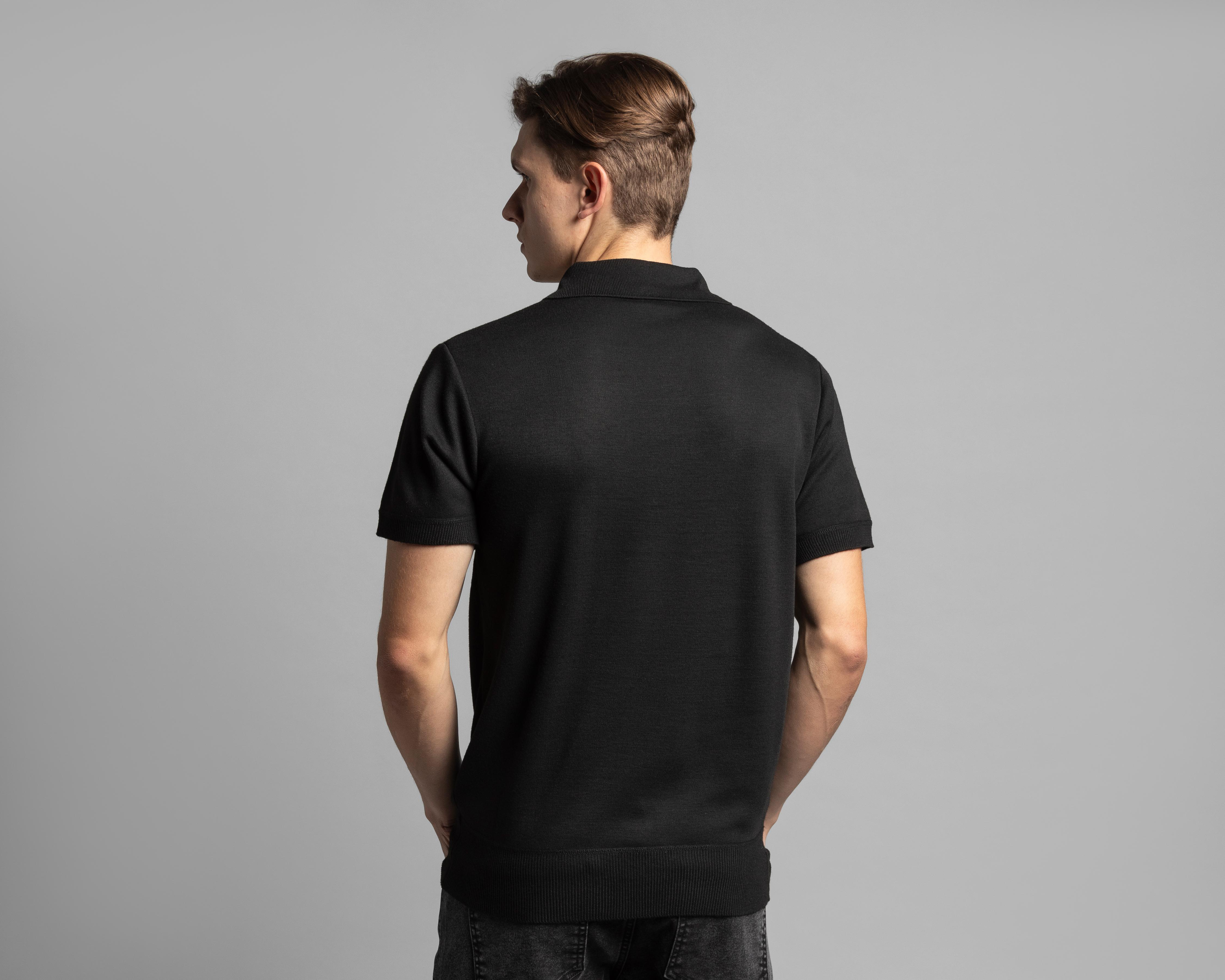 Foto 4 pulgar | Playera Polo Thinner Negra para Hombre
