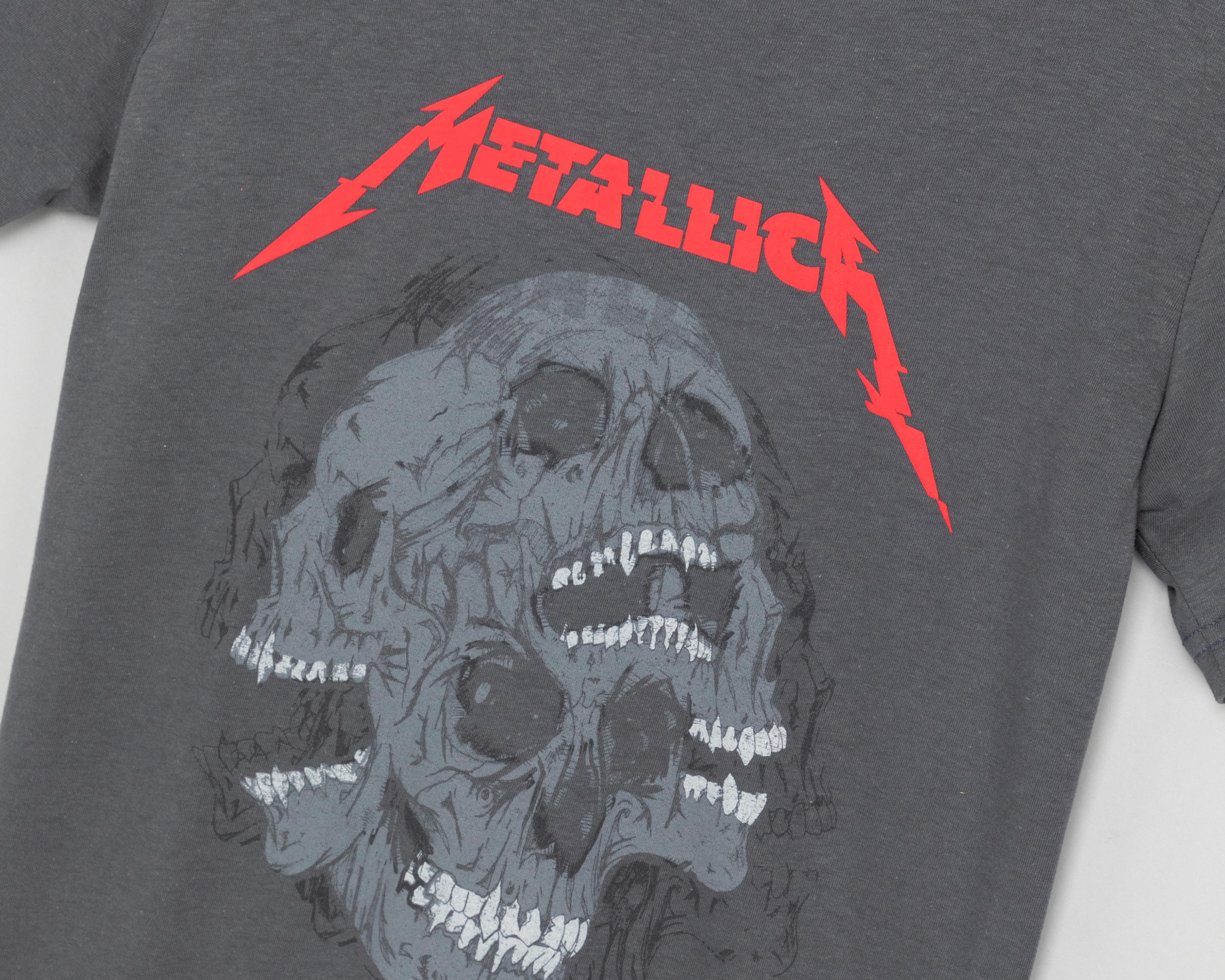 Foto 4 pulgar | Playera Metallica Gris Cuello Redondo para Hombre