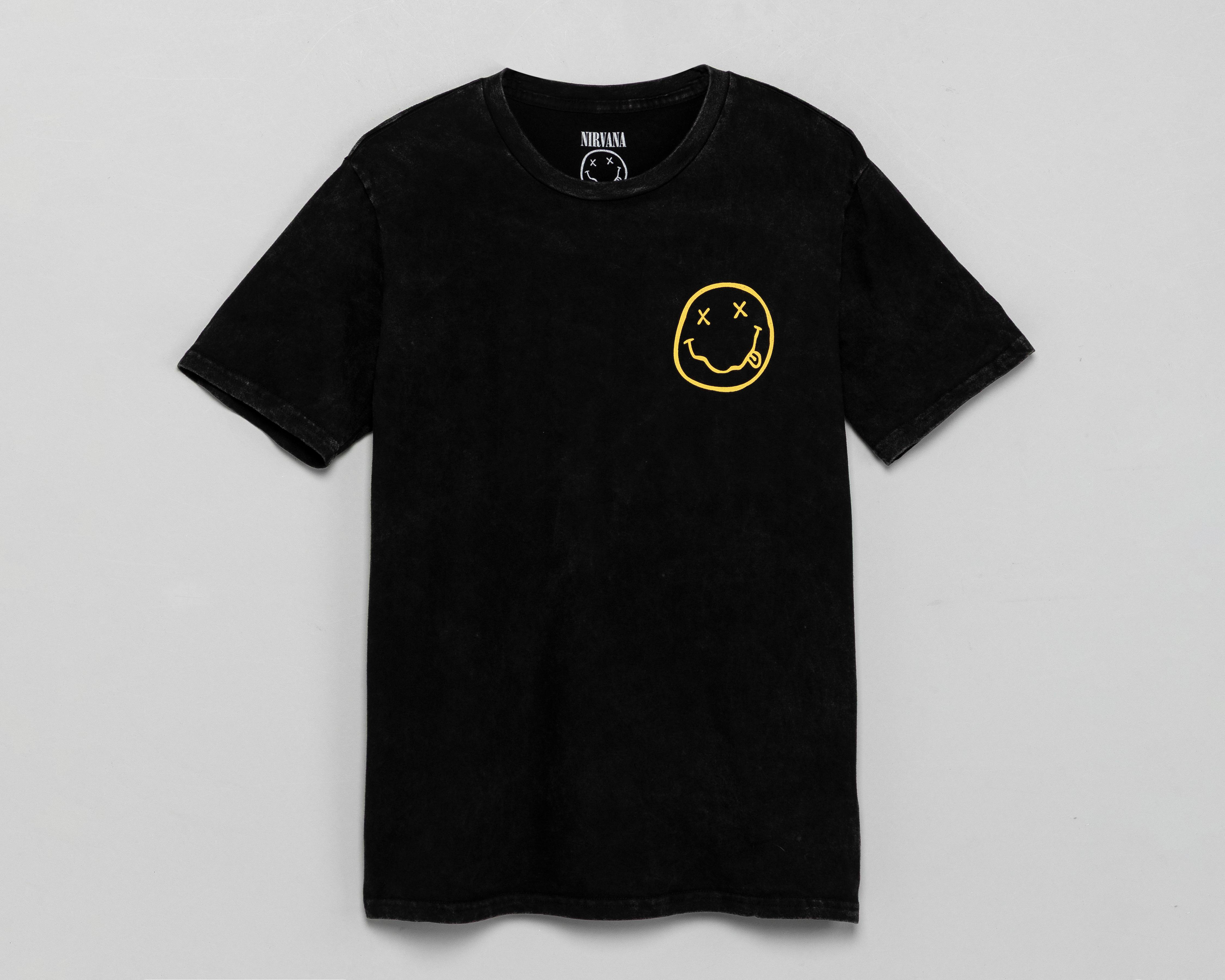 Playera de Cuello Redondo Nirvana Negra para Hombre