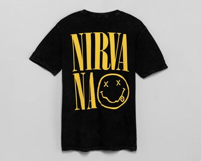 Foto 2 | Playera de Cuello Redondo Nirvana Negra para Hombre