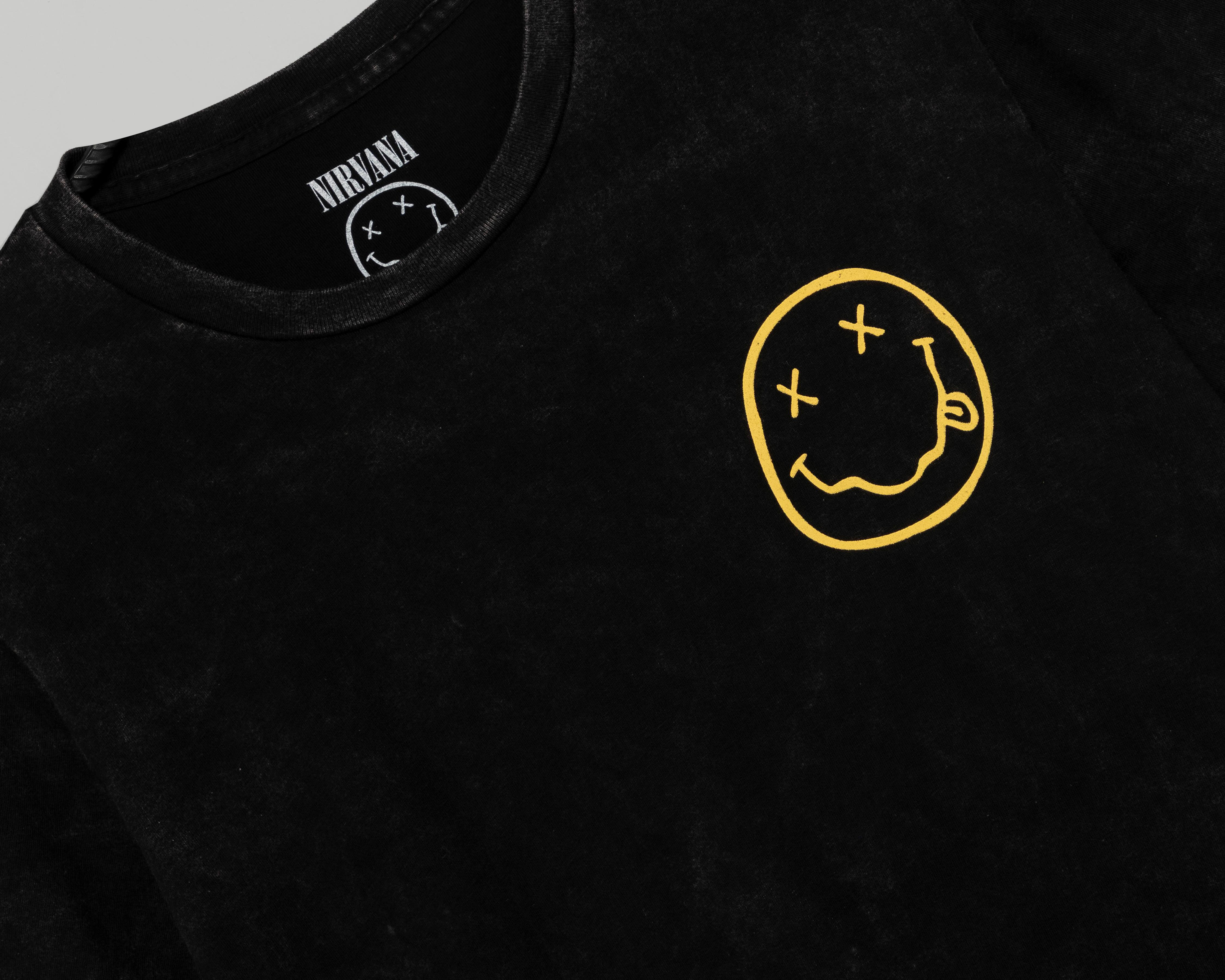Foto 4 pulgar | Playera de Cuello Redondo Nirvana Negra para Hombre