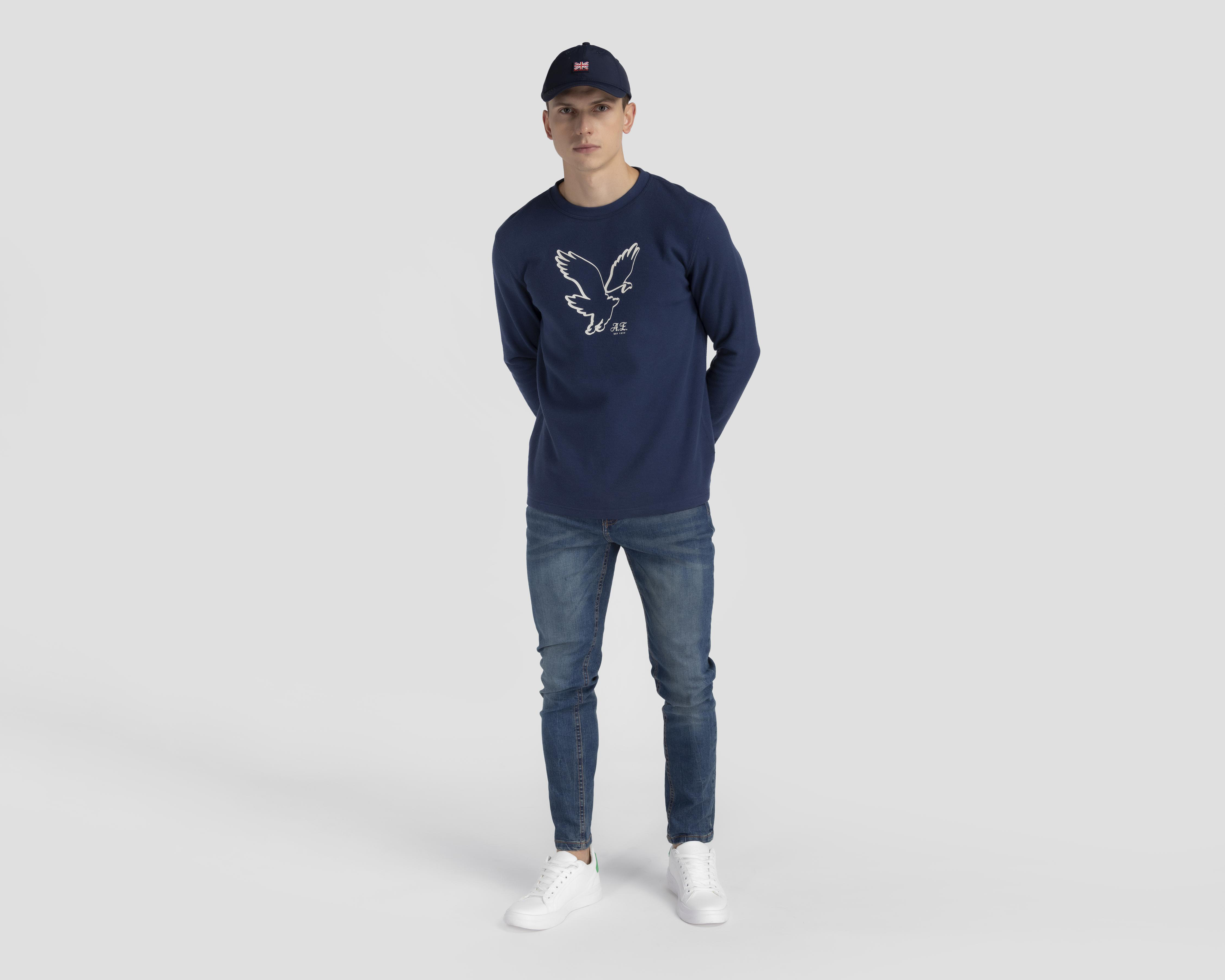 Foto 3 pulgar | Playera American Eagle Cuello Redondo