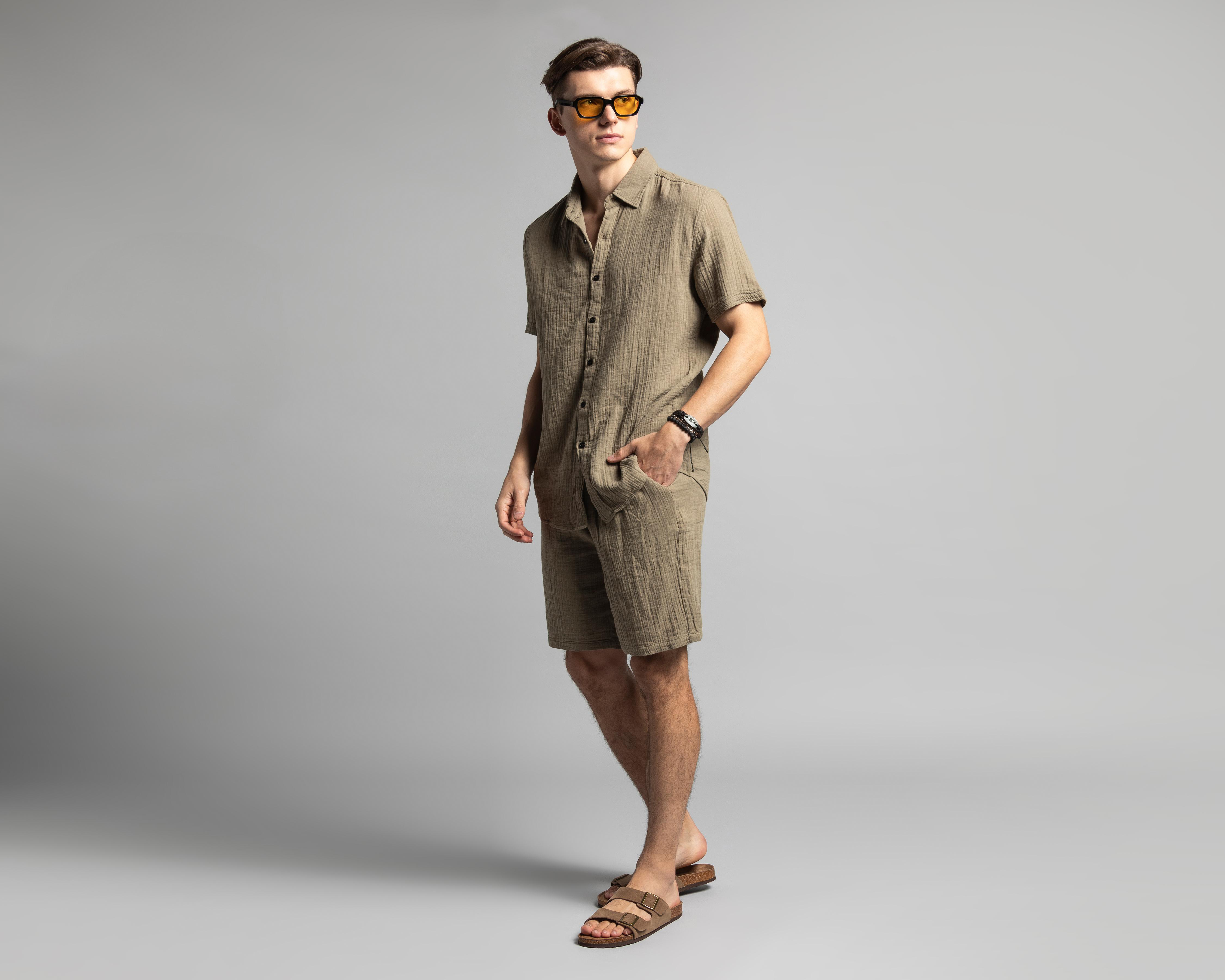 Foto 2 | Conjunto de Short y Camisa Strona para Hombre
