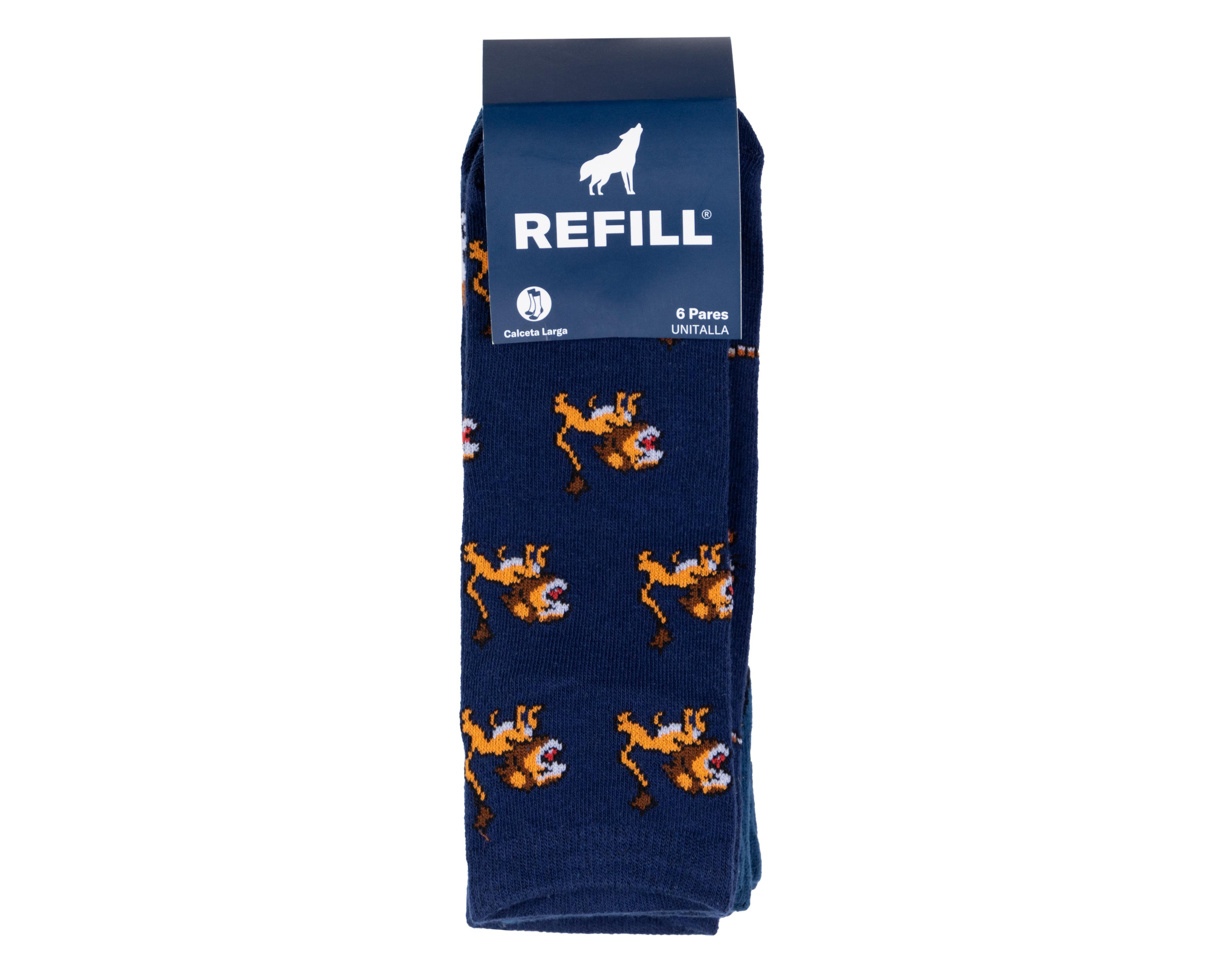 Foto 4 pulgar | Calcetas Largas Refill para Hombre 6 Pares