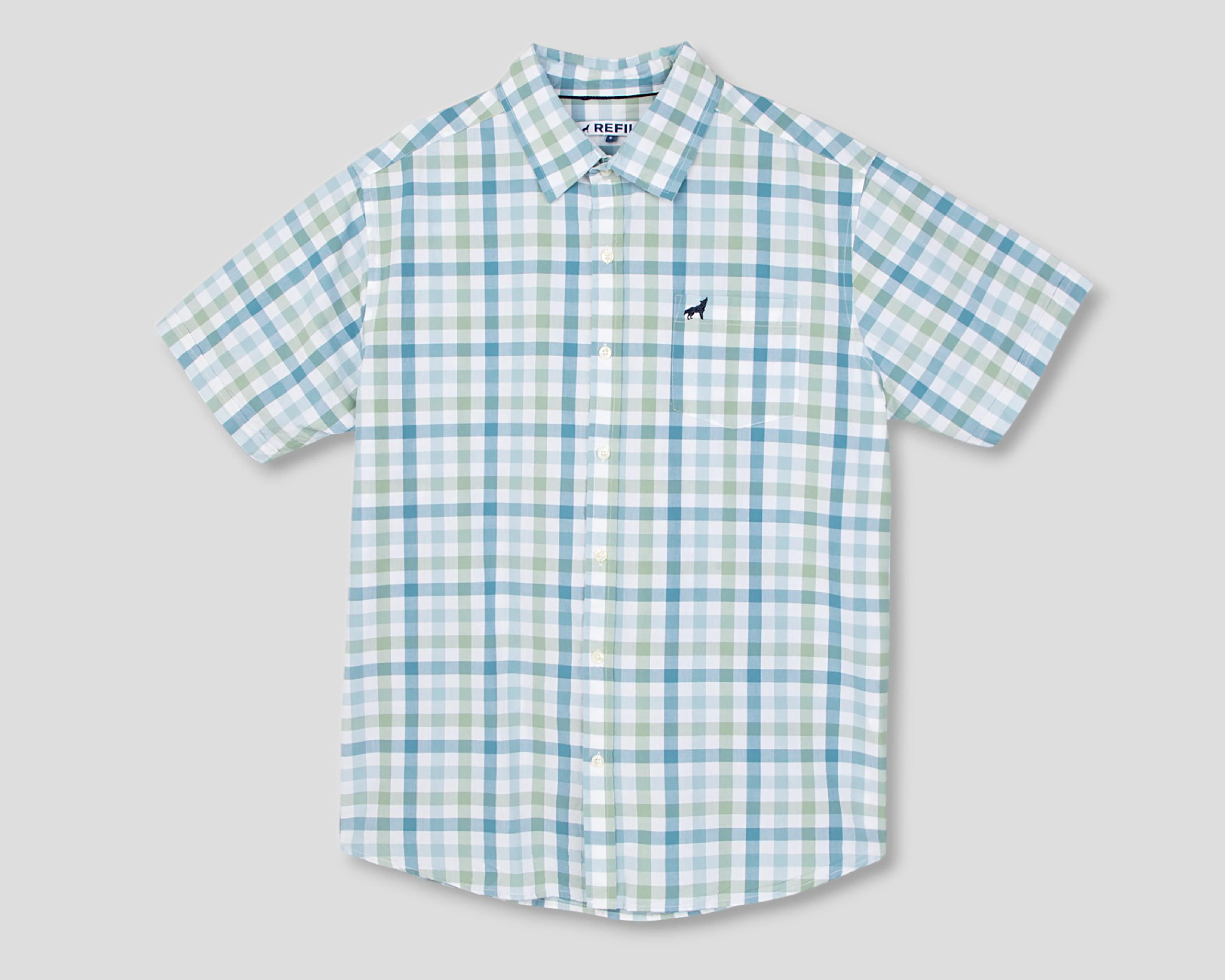 Camisa Casual de Algodón Refill Regular a Cuadros para Hombre