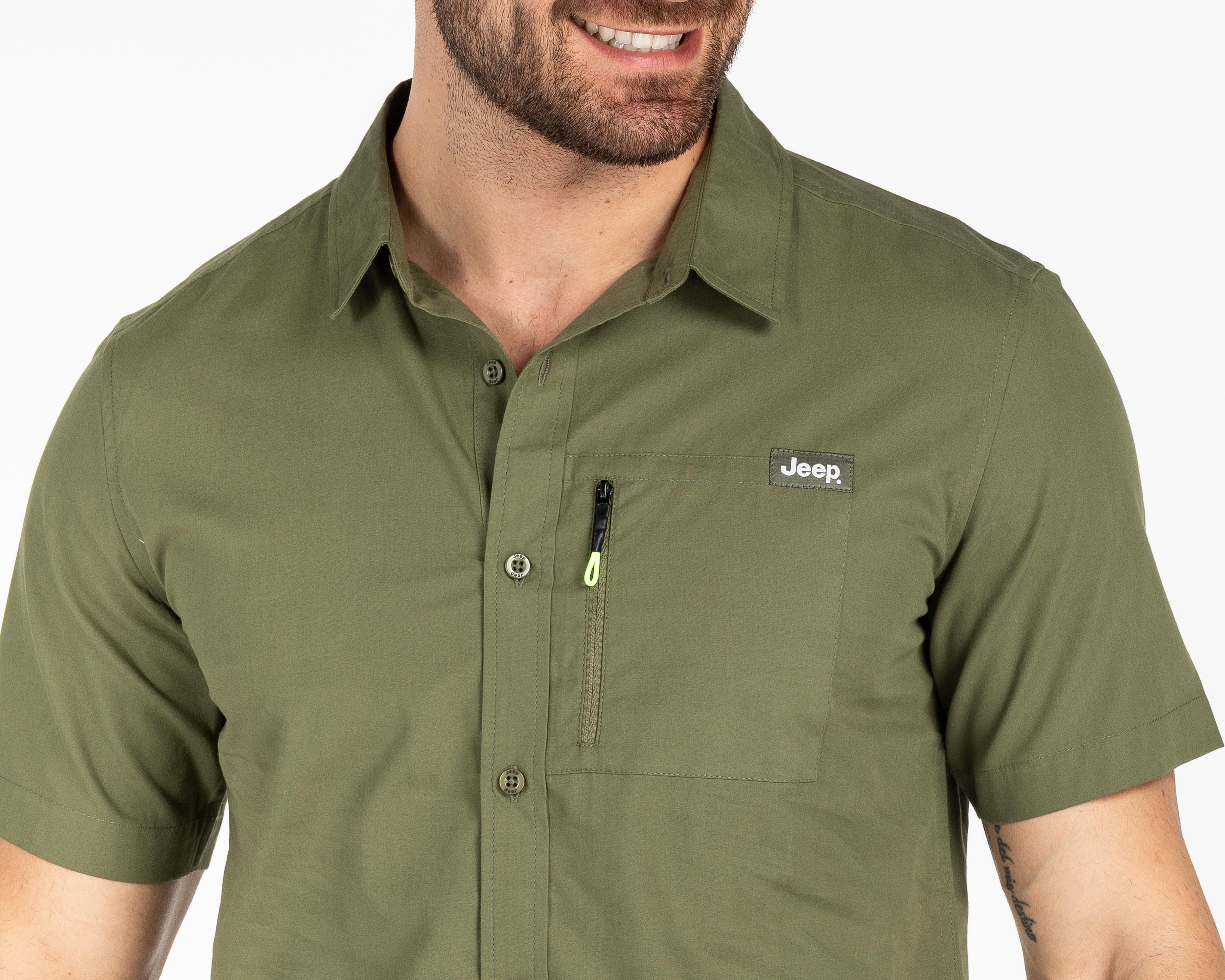 Foto 4 pulgar | Camisa Casual de Algodón Jeep Regular Lisa para Hombre