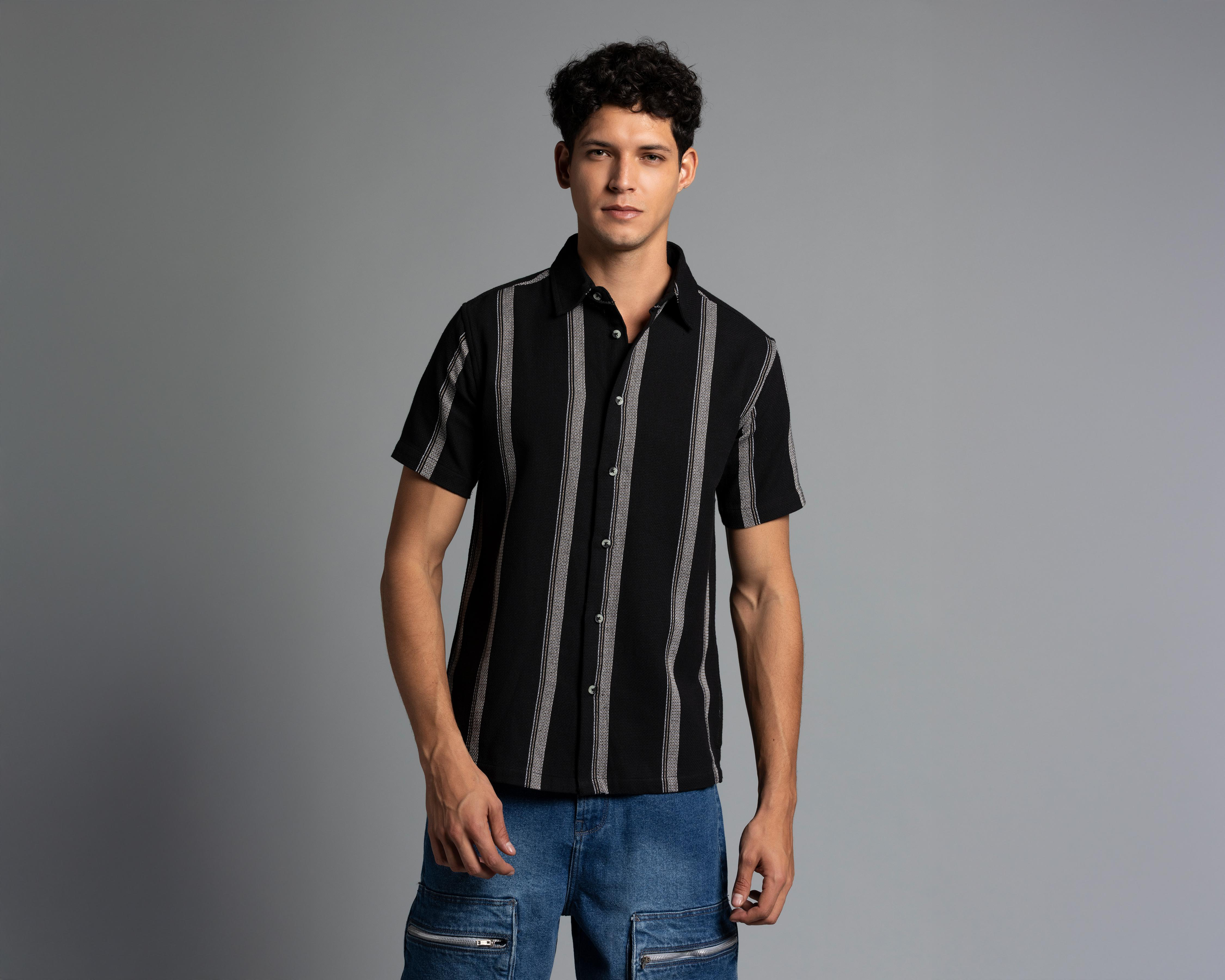 Foto 1 | Camisa de Moda Strona Regular a Rayas para Hombre