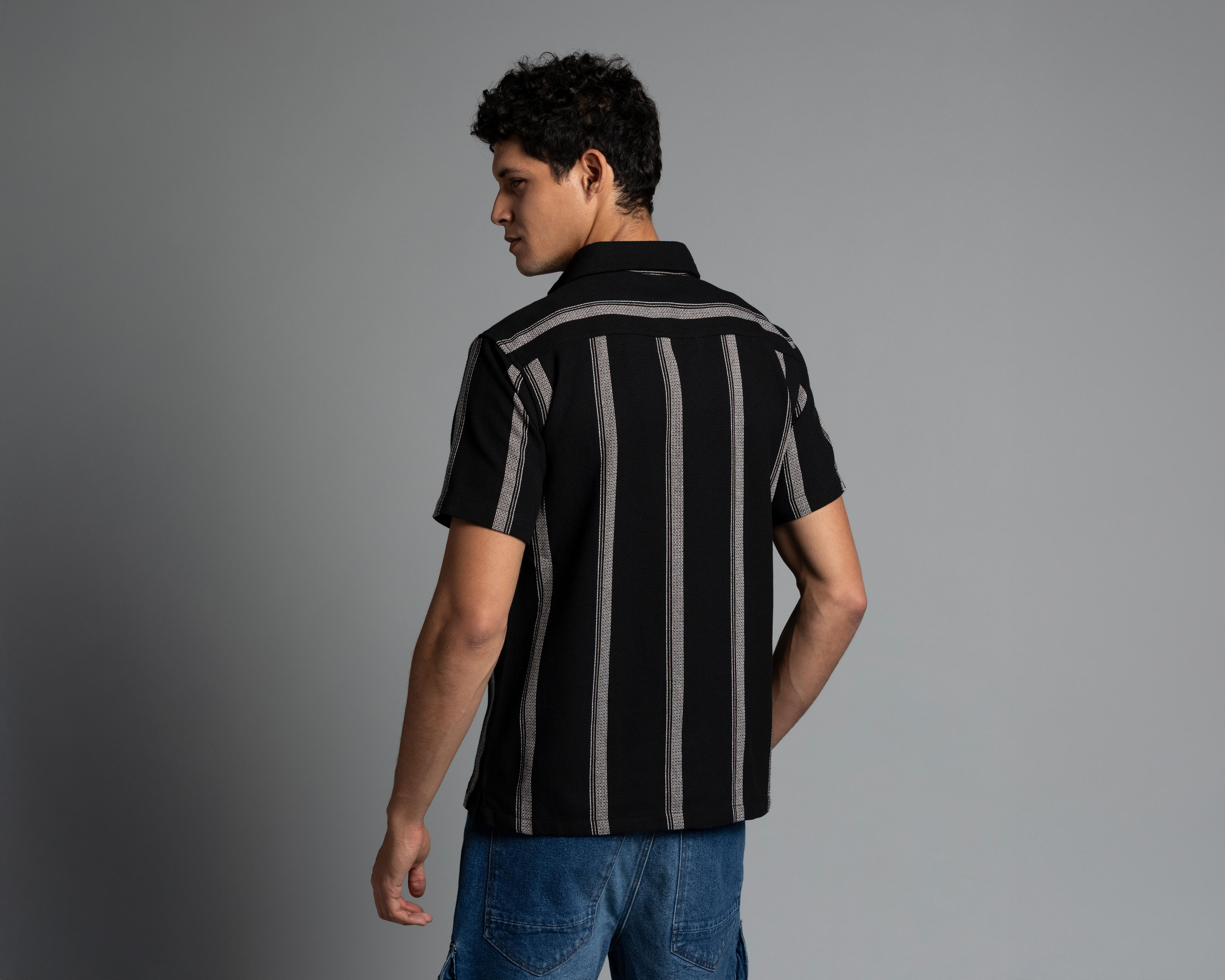 Foto 3 | Camisa de Moda Strona Regular a Rayas para Hombre