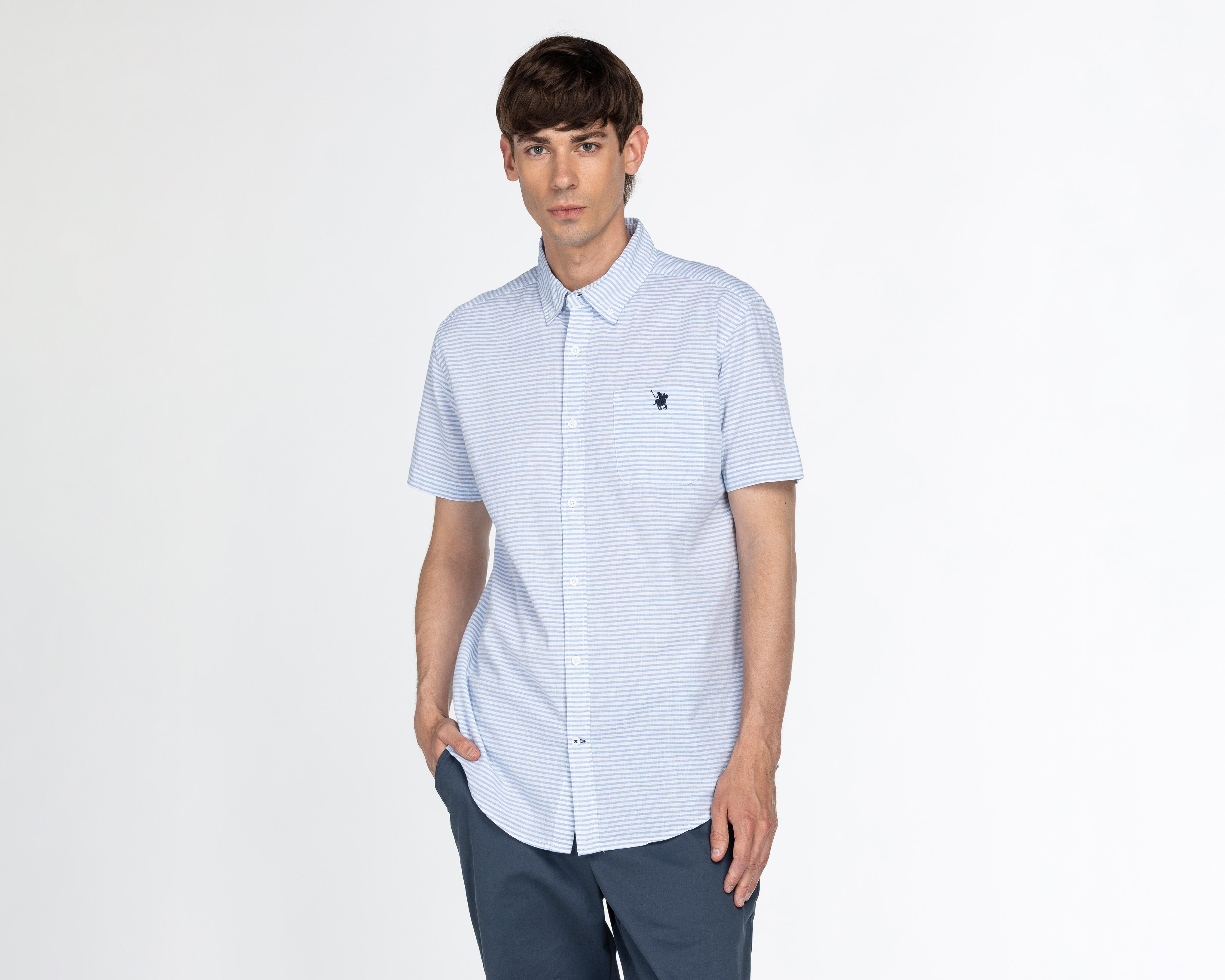 Camisa Casual de Algodón York Team Polo Club Regular a Rayas para Hombre $336