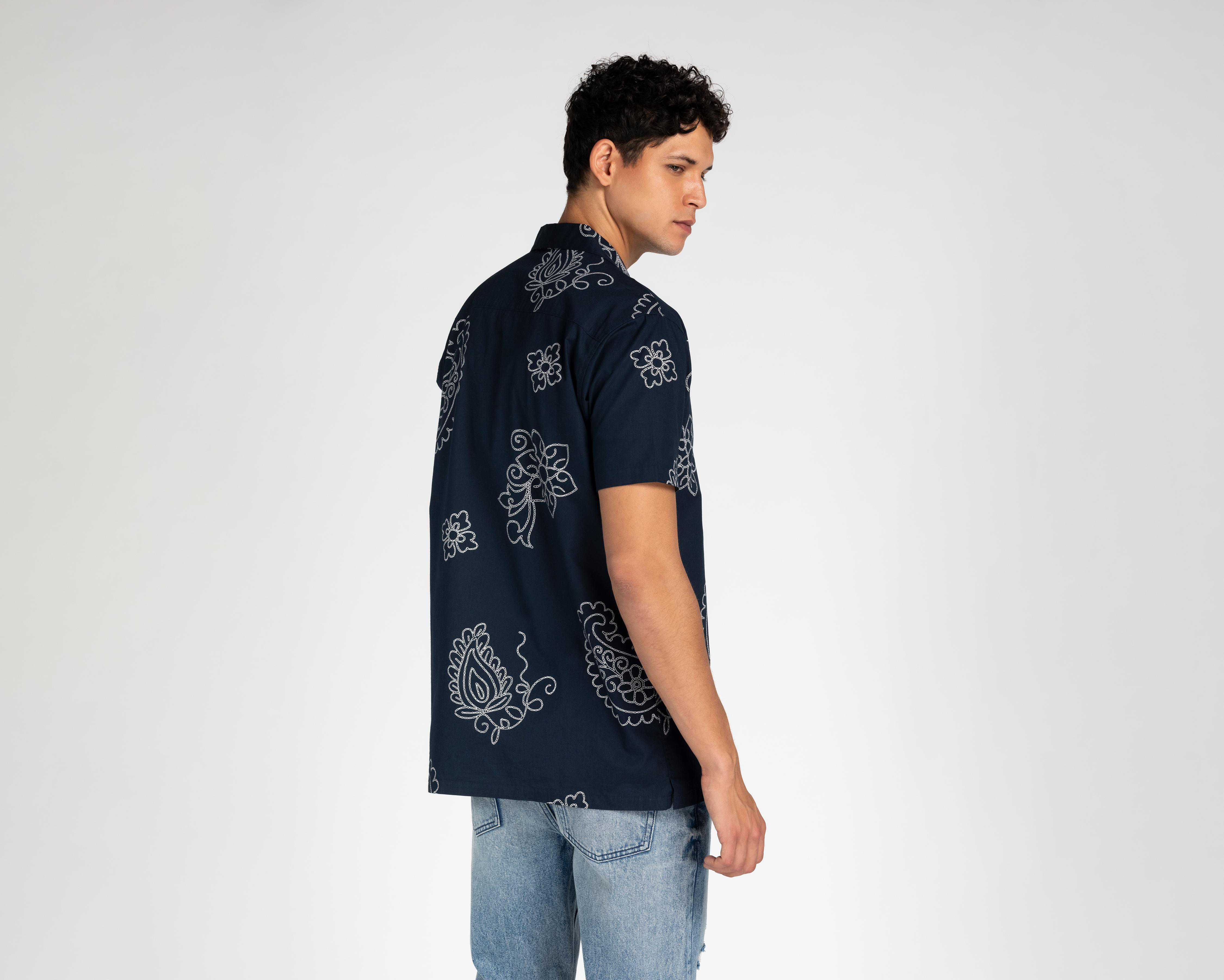 Foto 3 pulgar | Camisa de Moda de Algodón Porto Sur Regular Fit Estampada para Hombre