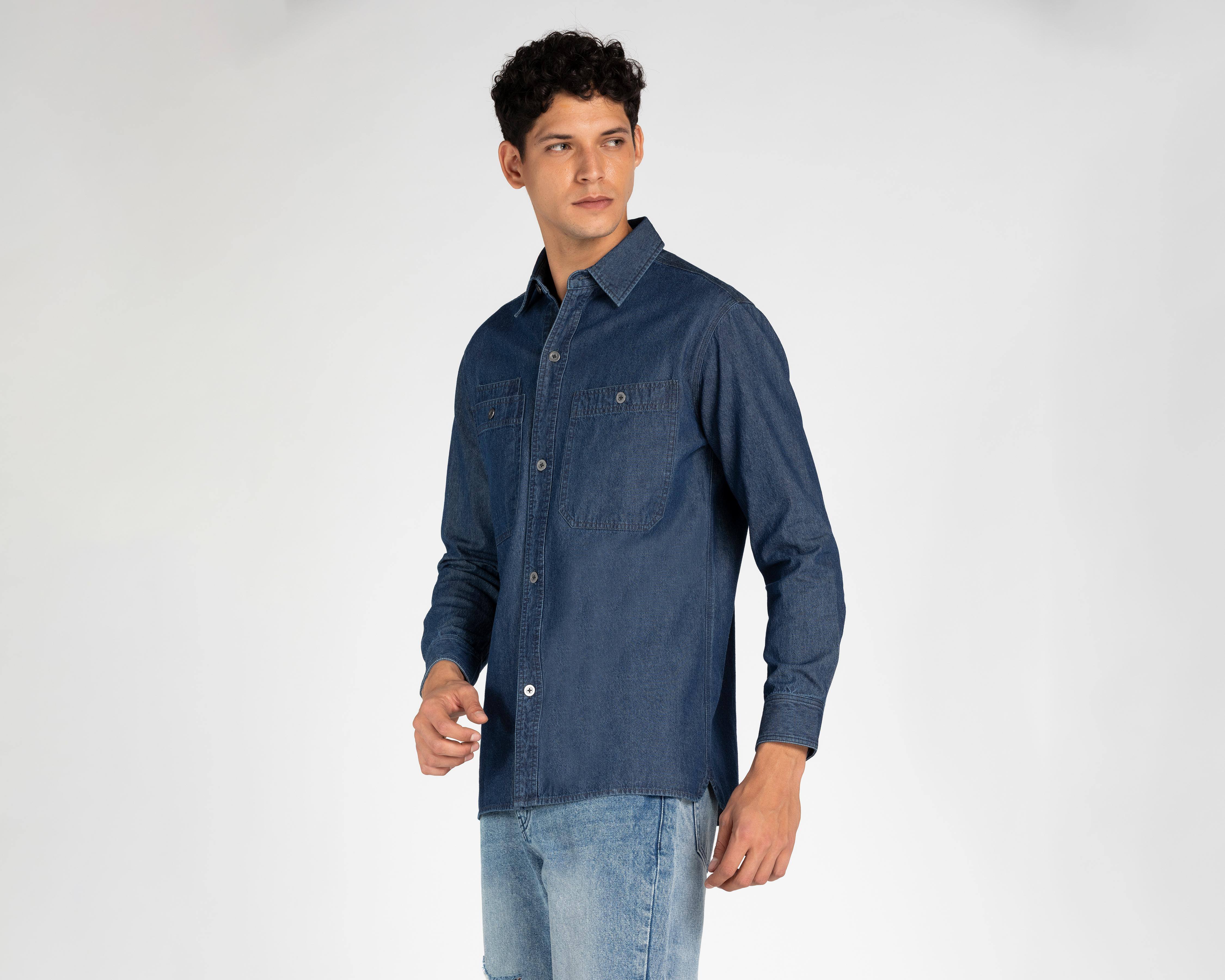 Camisa de Algodón Refill Regular Lisa para Hombre