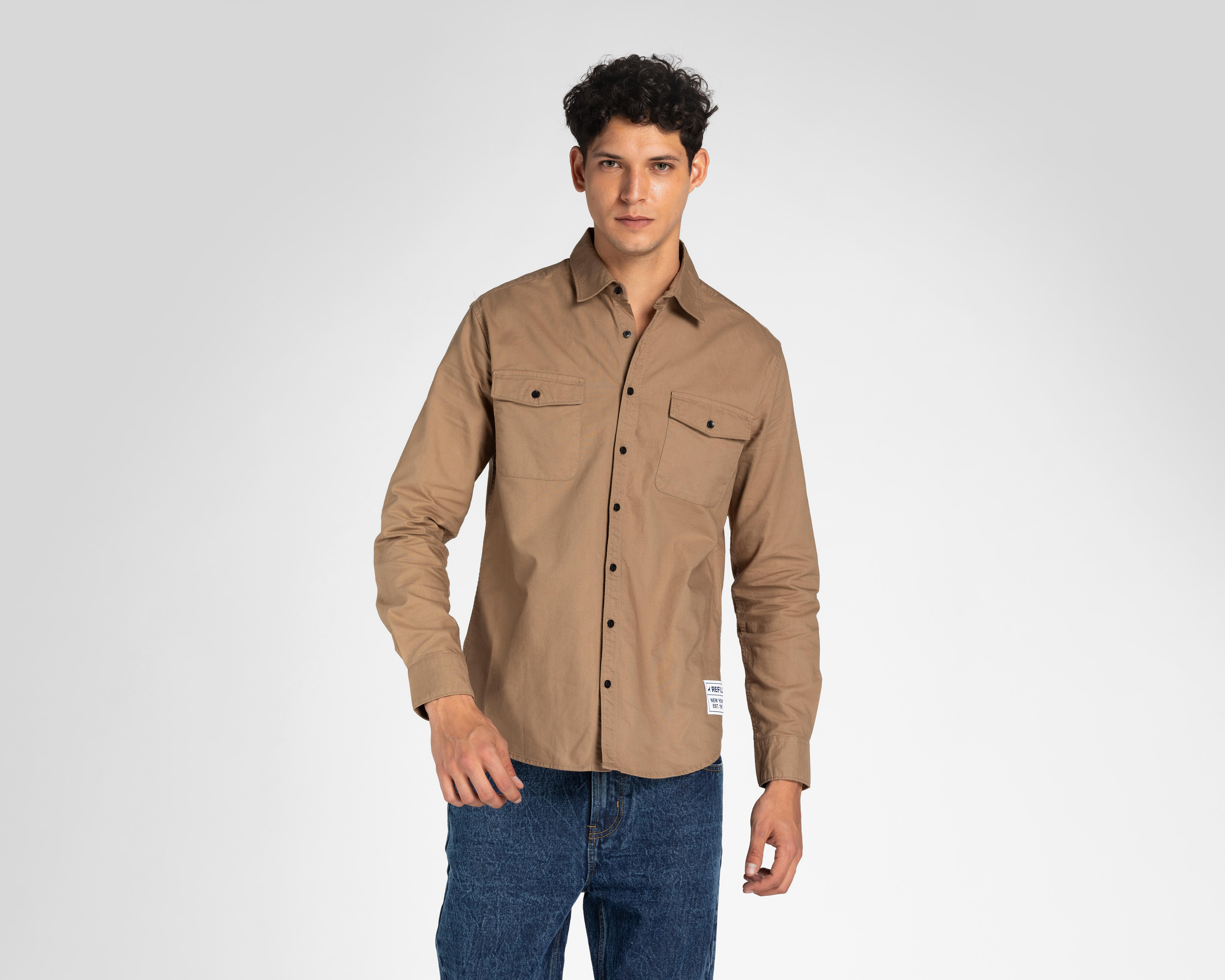 Foto 1 | Camisa de Moda de Algodón Refill Regular Fit Lisa para Hombre