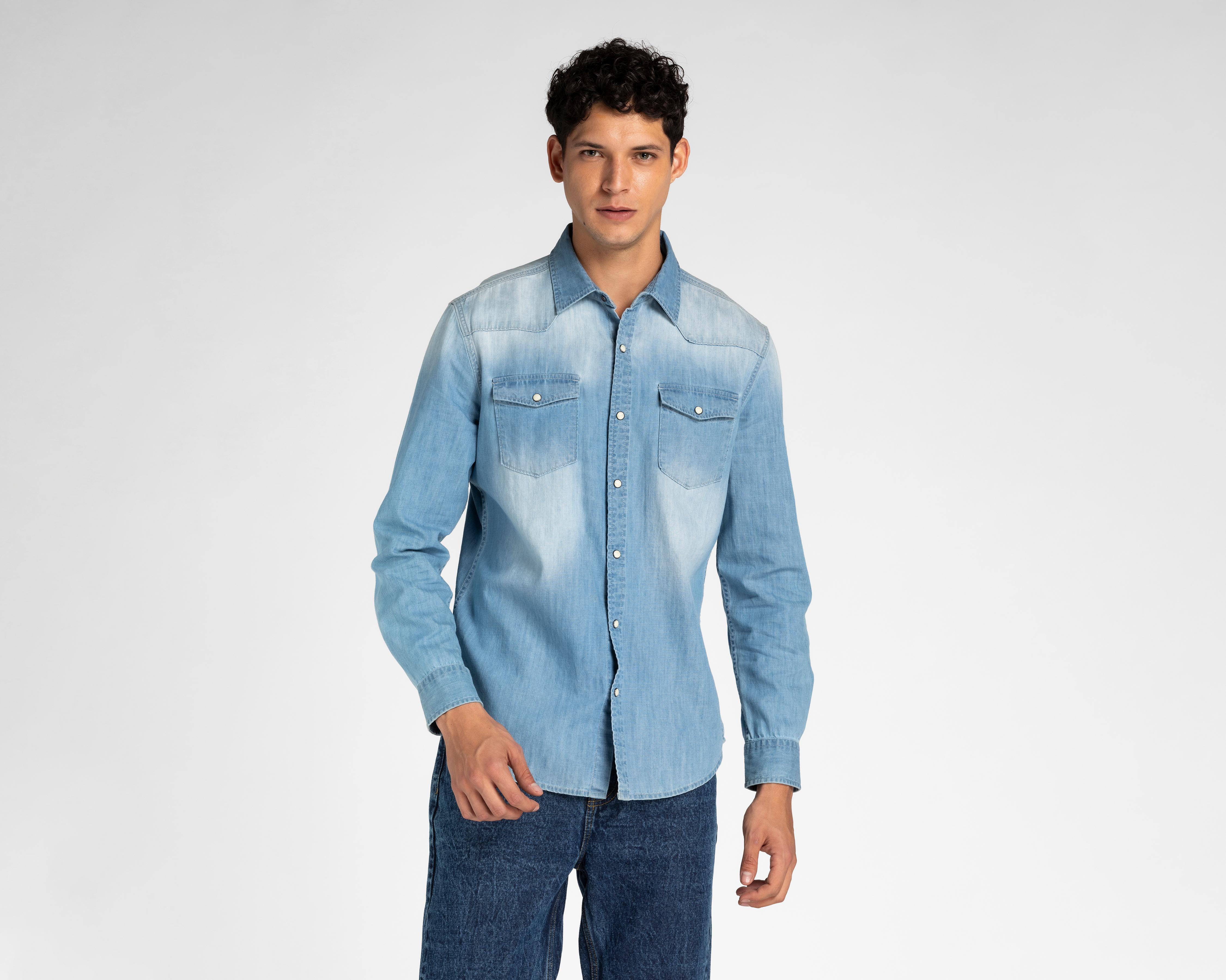 Foto 1 | Camisa Casual de Algodón Refill Azul para Hombre