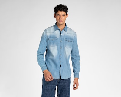 Foto 1 | Camisa Casual de Algodón Refill Azul para Hombre