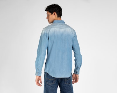 Foto 3 | Camisa Casual de Algodón Refill Azul para Hombre