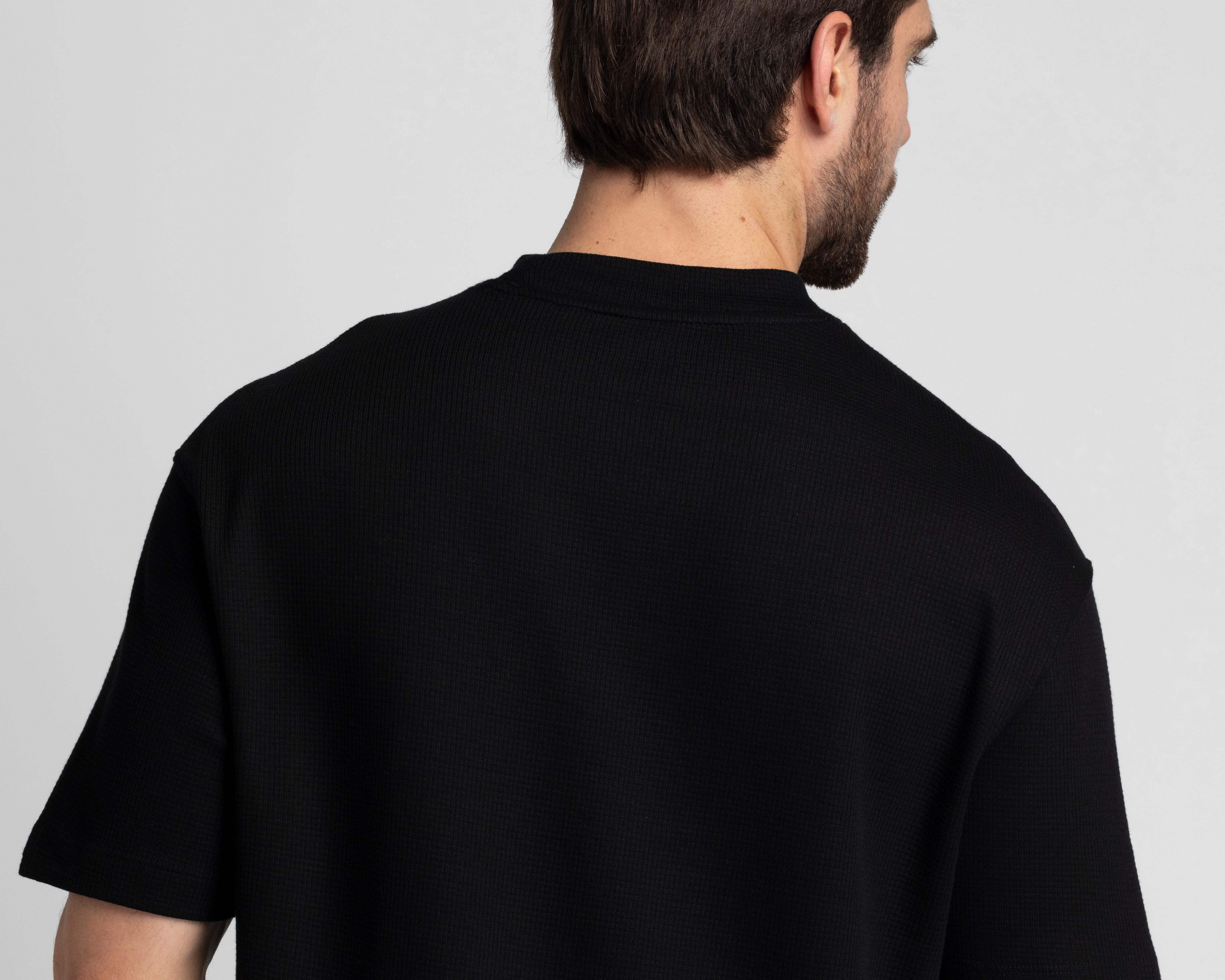 Foto 6 pulgar | Playera de Cuello Redondo Negra Strona para Hombre