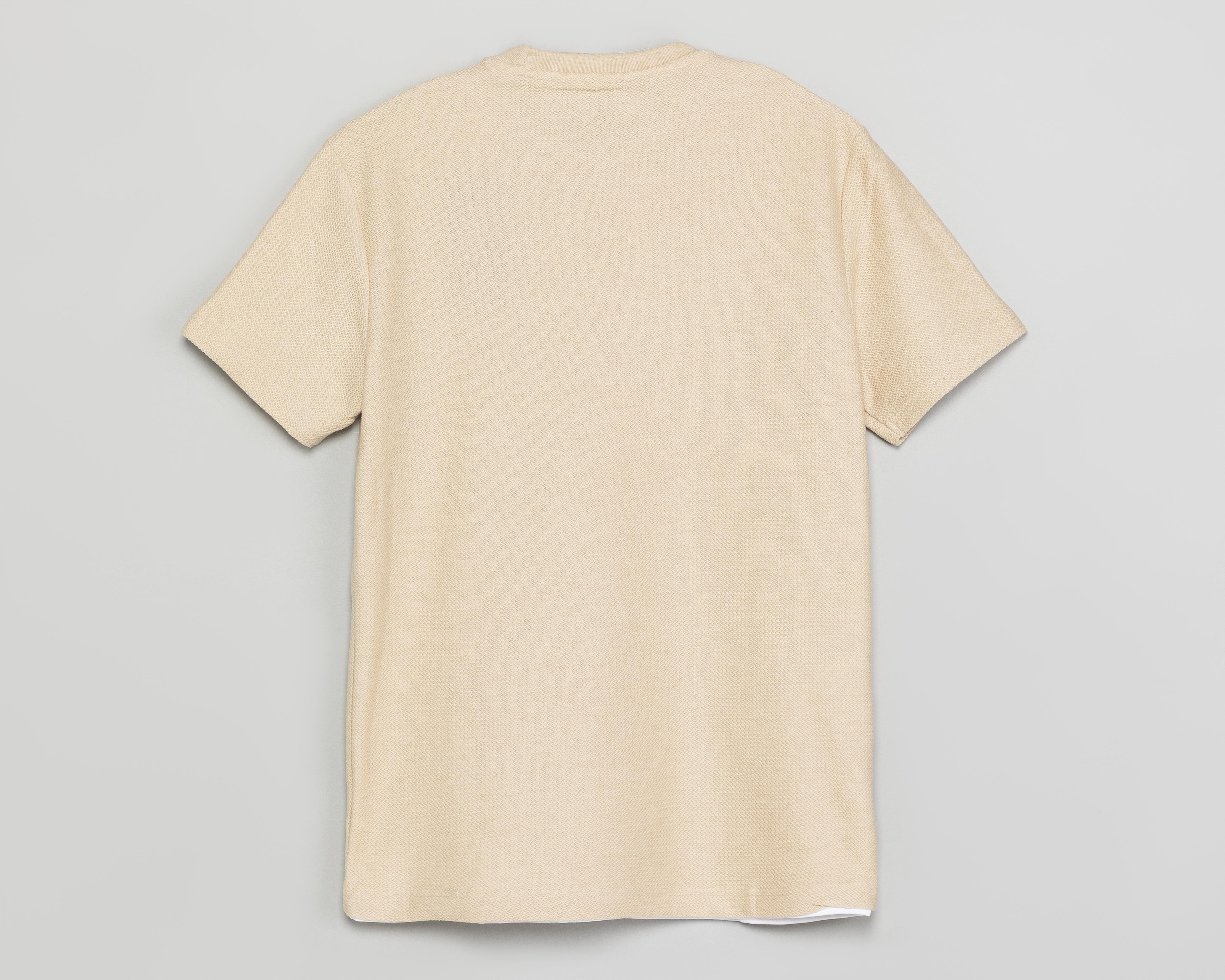 Foto 3 pulgar | Playera de Cuello Redondo Beige Refill para Hombre