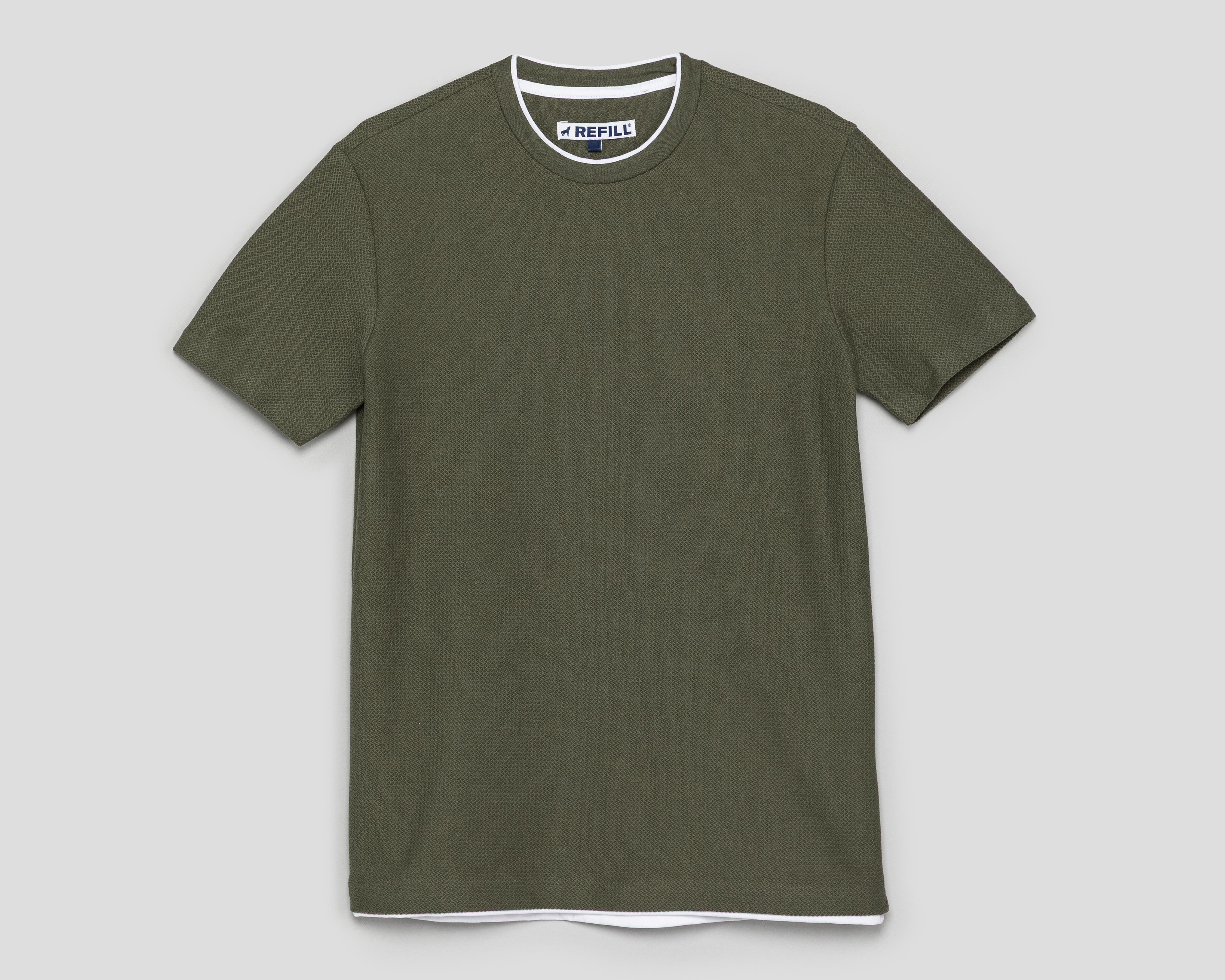 Foto 2 pulgar | Playera de Cuello Redondo Verde Refill para Hombre