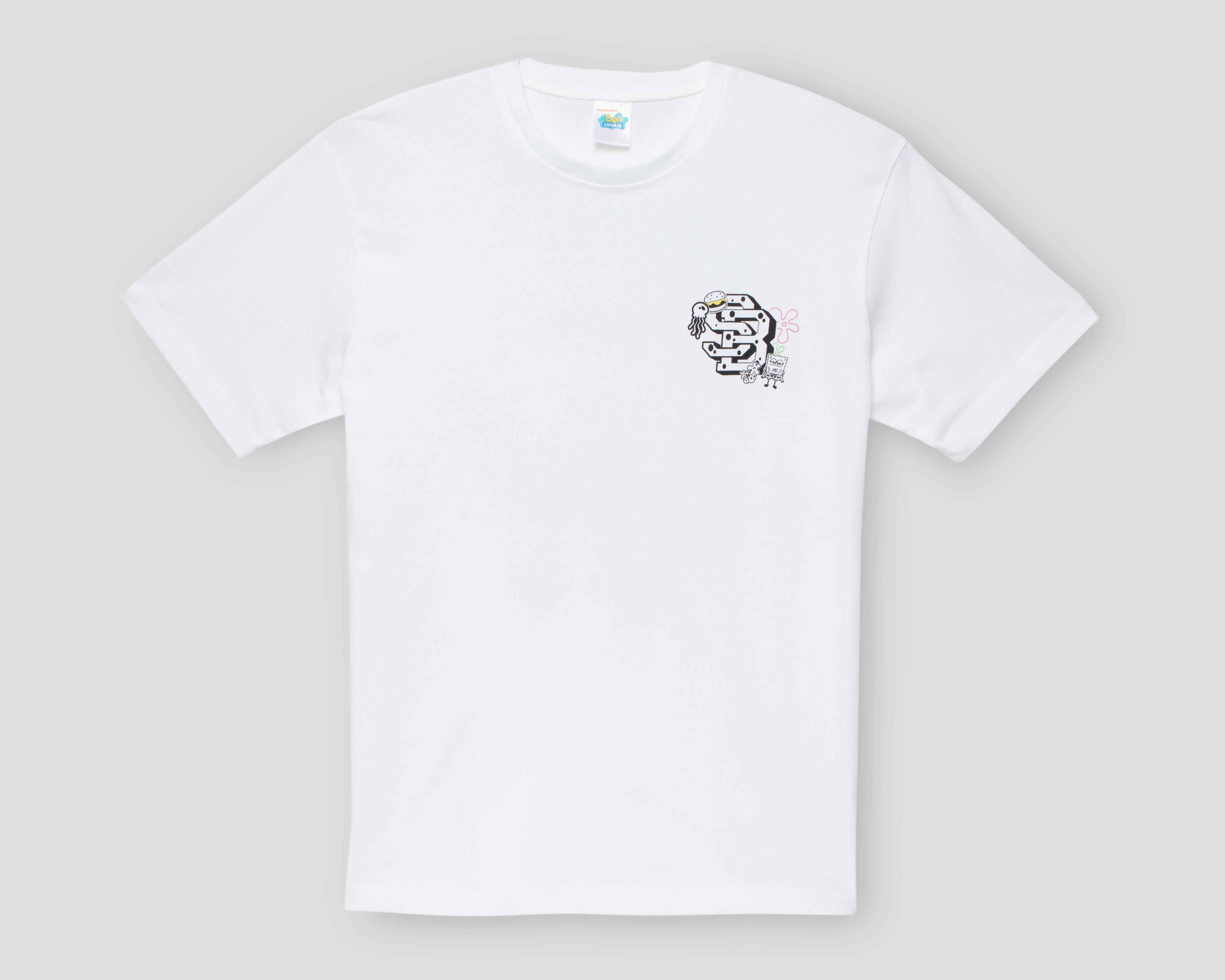 Playera de Cuello Redondo Blanca Bob Esponja para Hombre