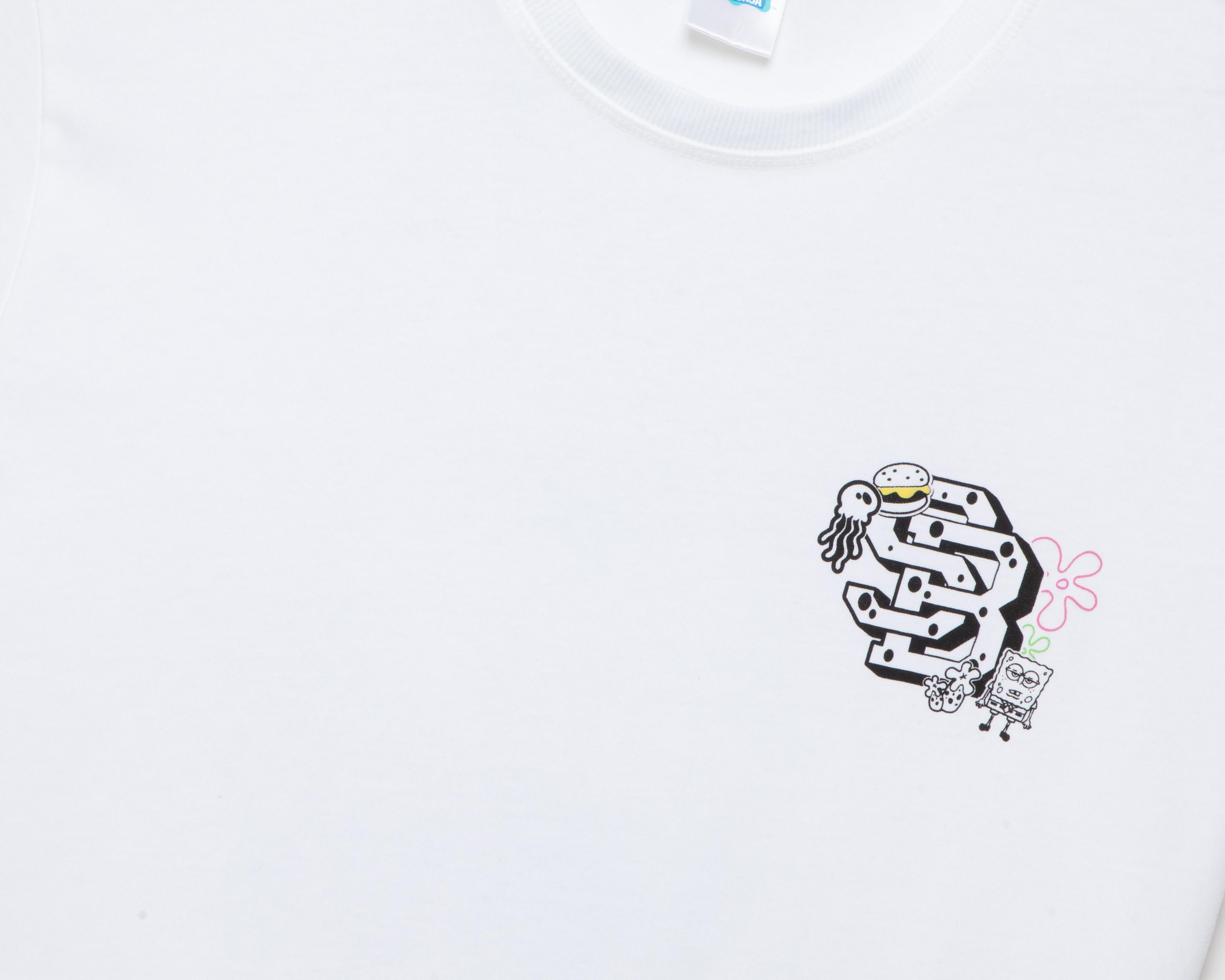 Foto 4 pulgar | Playera de Cuello Redondo Blanca Bob Esponja para Hombre
