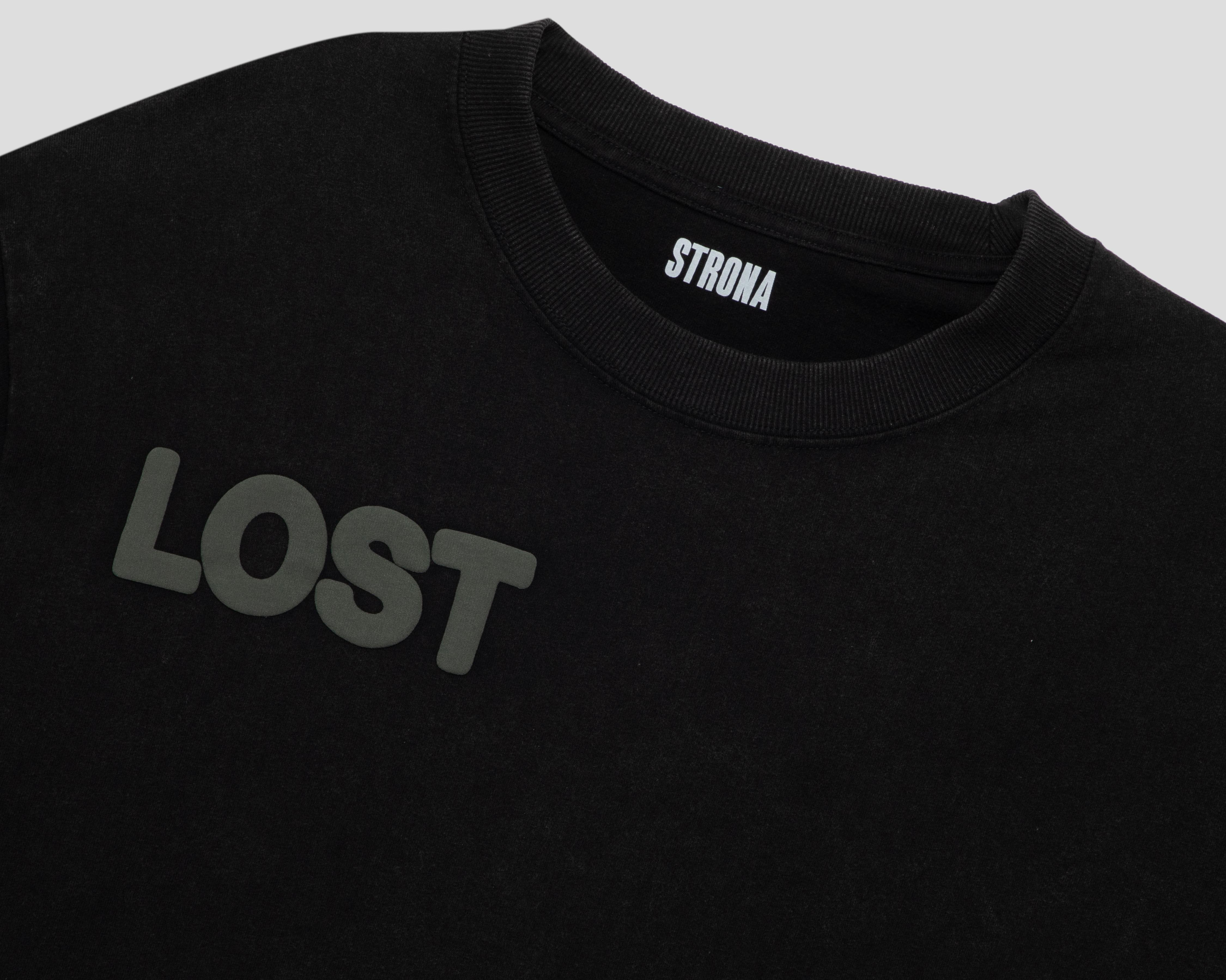 Foto 4 pulgar | Playera de Cuello Redondo Negra Strona para Hombre