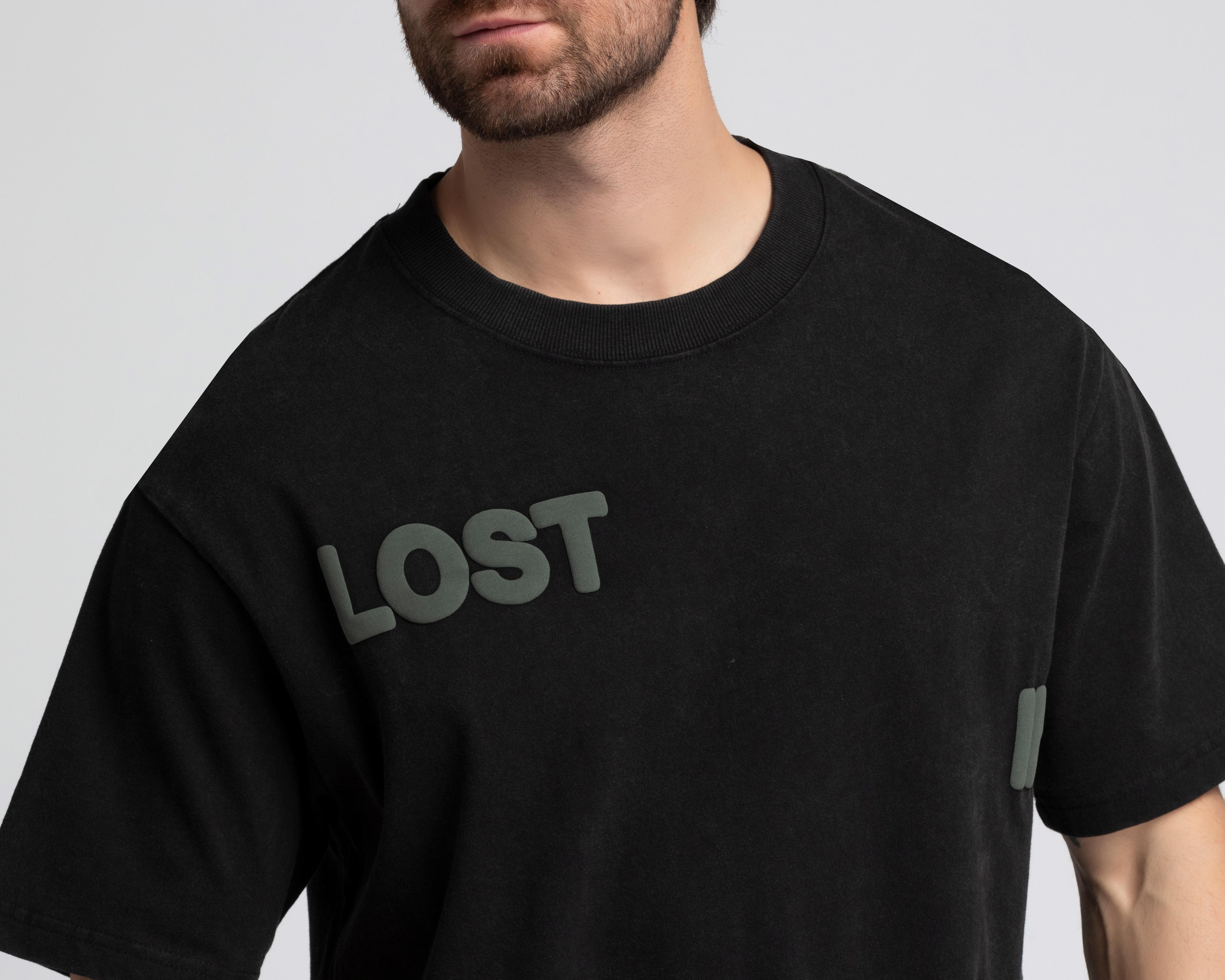 Foto 5 pulgar | Playera de Cuello Redondo Negra Strona para Hombre