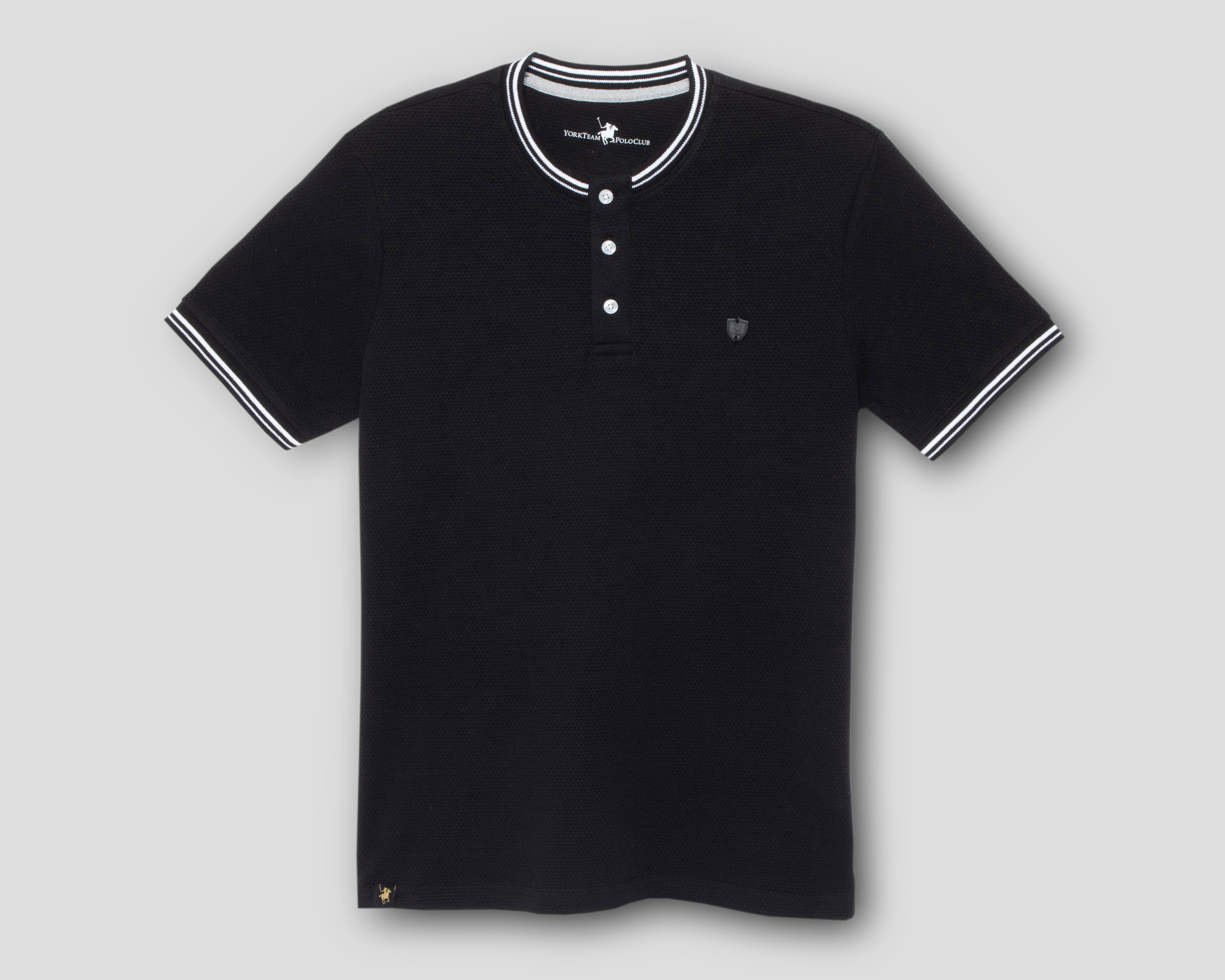 Foto 2 pulgar | Playera de Cuello Redondo Negra York Team Polo Club para Hombre