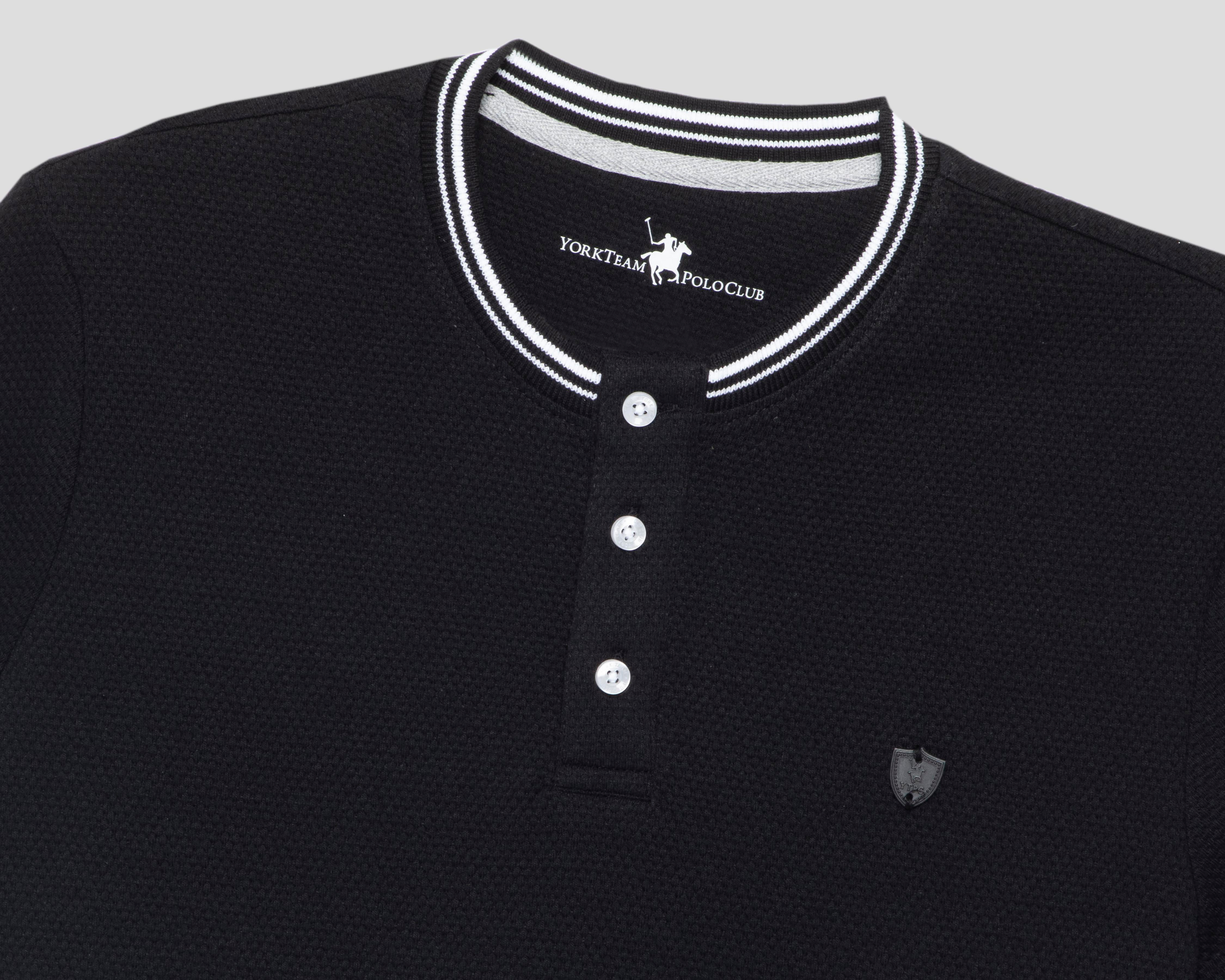Foto 4 pulgar | Playera de Cuello Redondo Negra York Team Polo Club para Hombre
