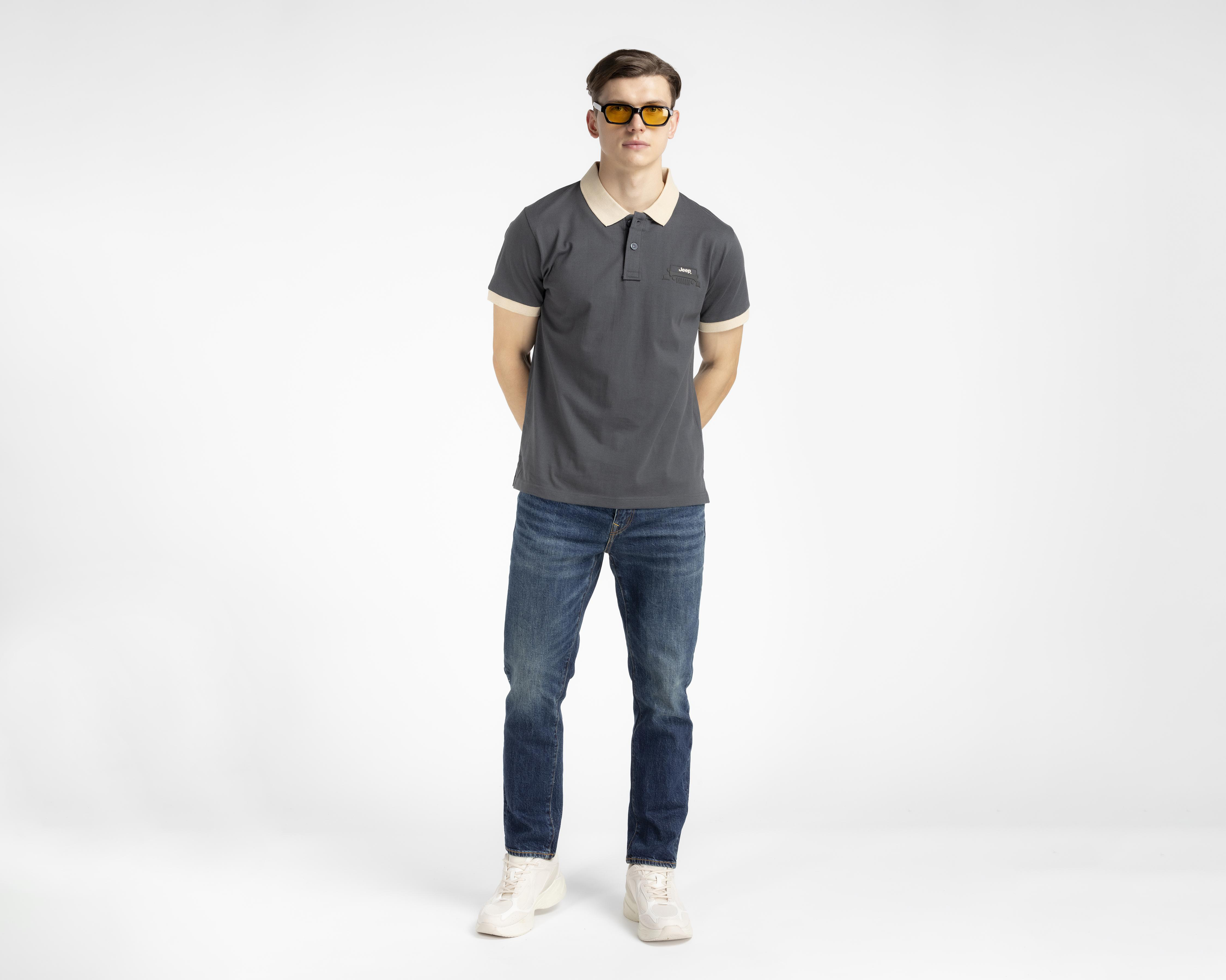 Foto 3 pulgar | Playera Polo Jeep Gris para Hombre
