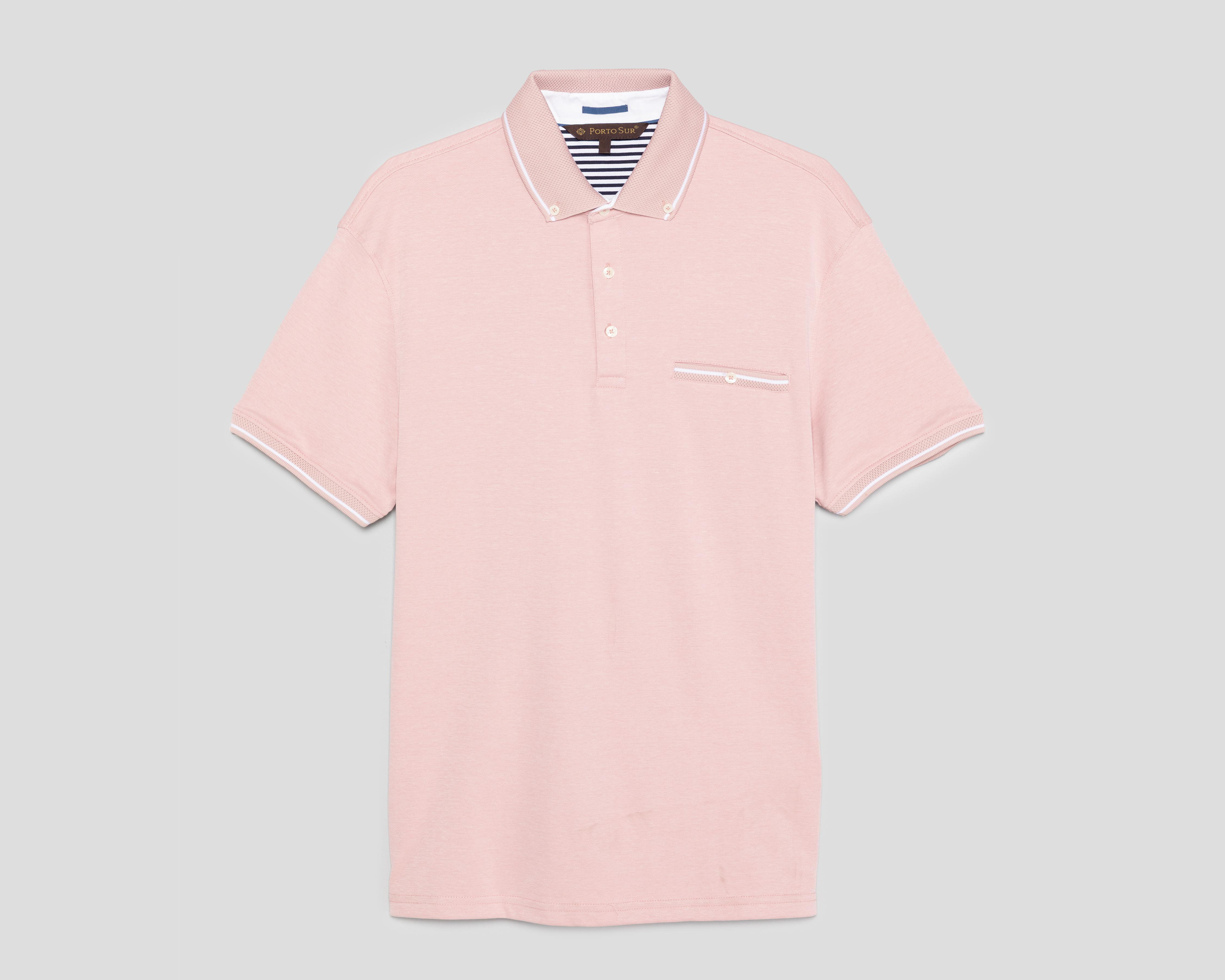 Foto 1 | Playera Polo Porto Sur Manga Corta Rosa para Hombre