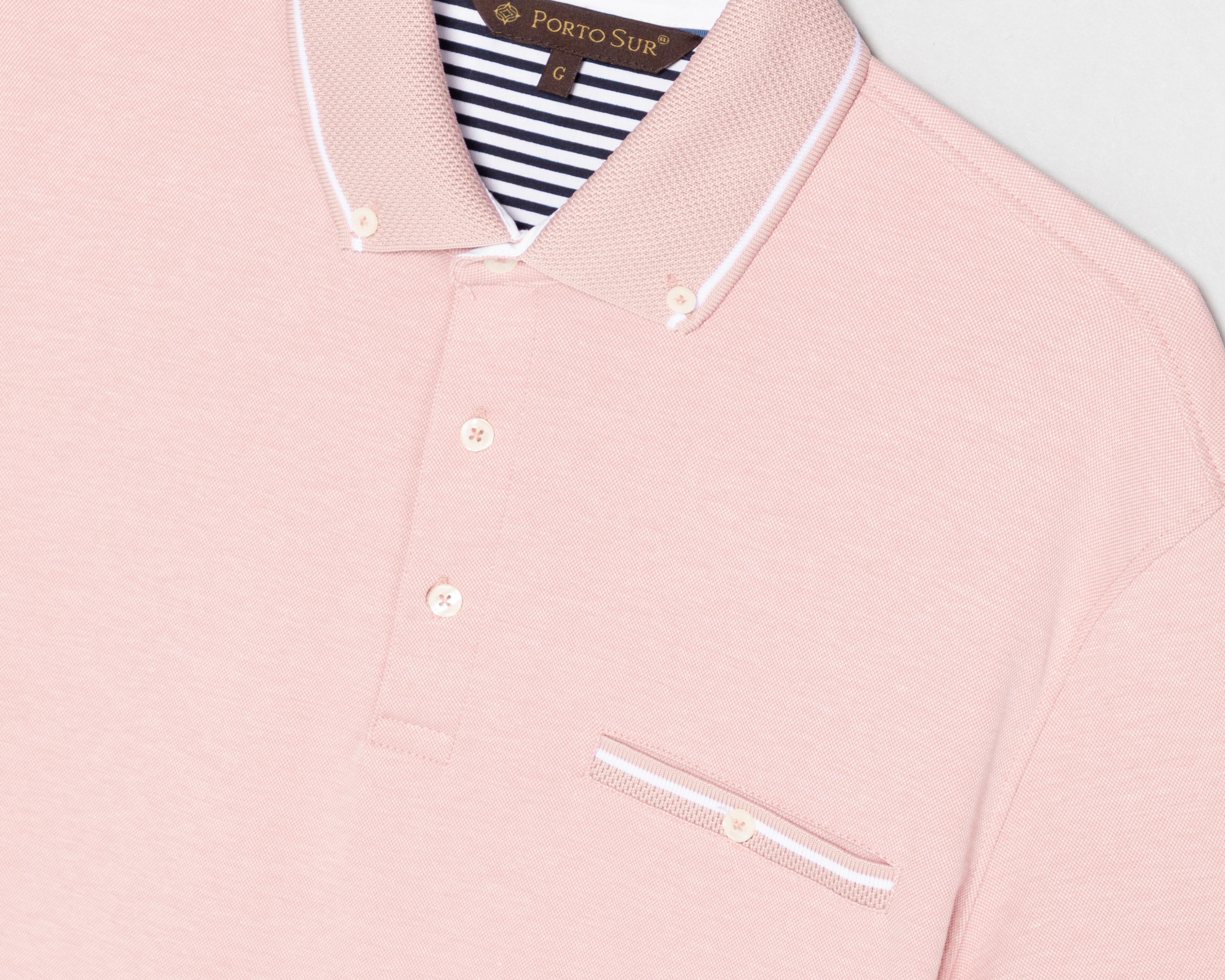 Foto 4 pulgar | Playera Polo Porto Sur Manga Corta Rosa para Hombre