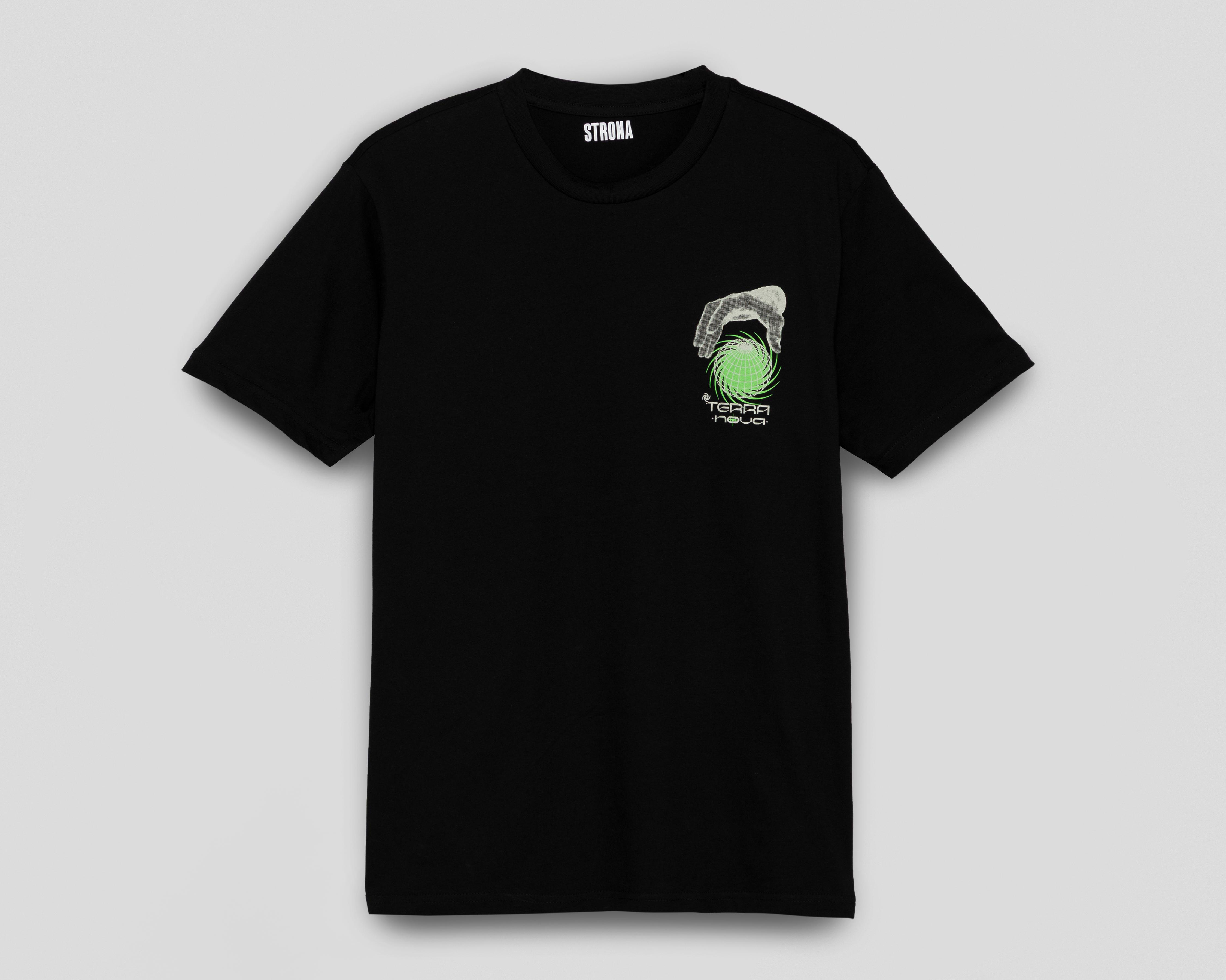 Foto 2 pulgar | Playera de Cuello Redondo Strona Negra para Hombre