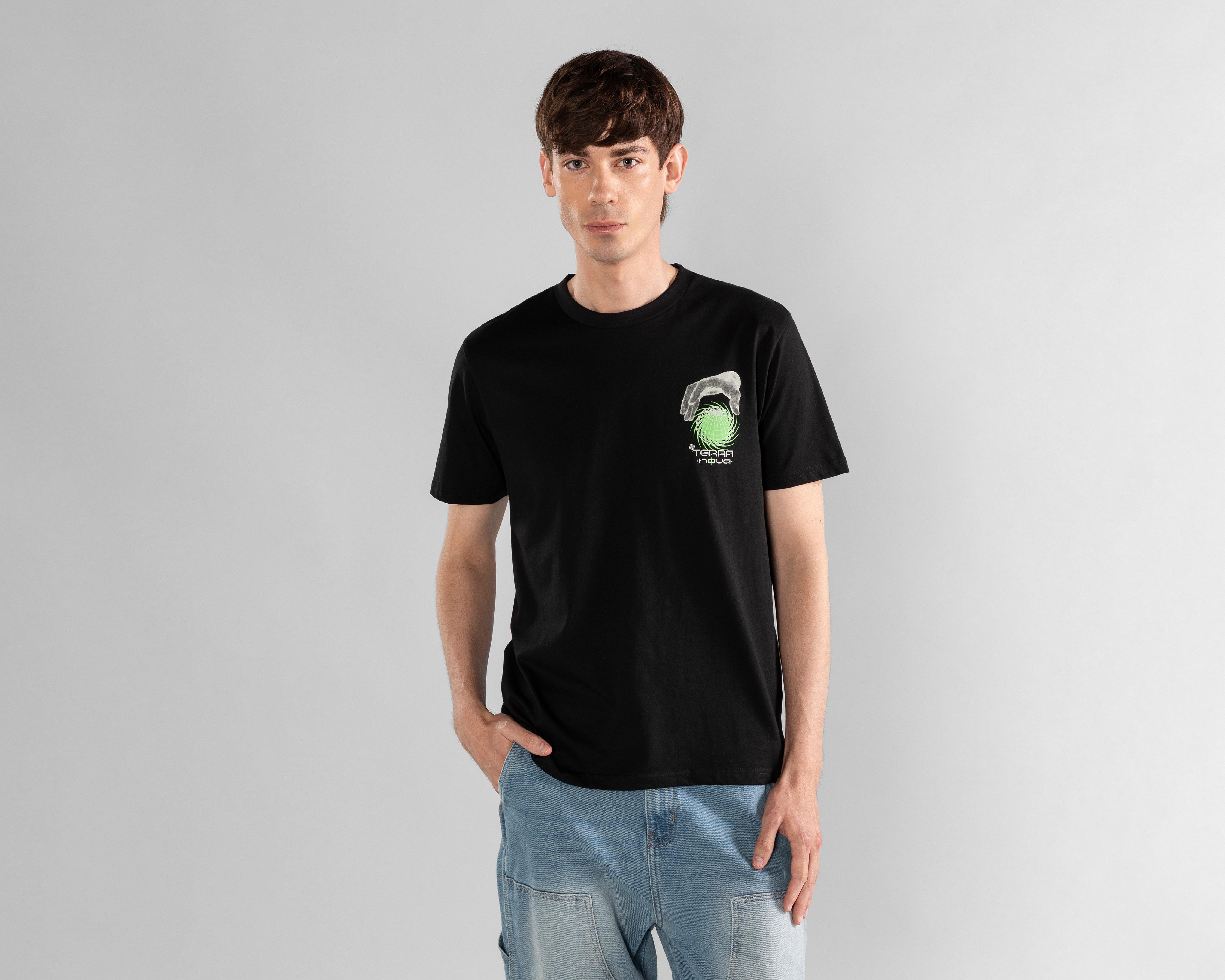 Playera de Cuello Redondo Strona Negra para Hombre $149