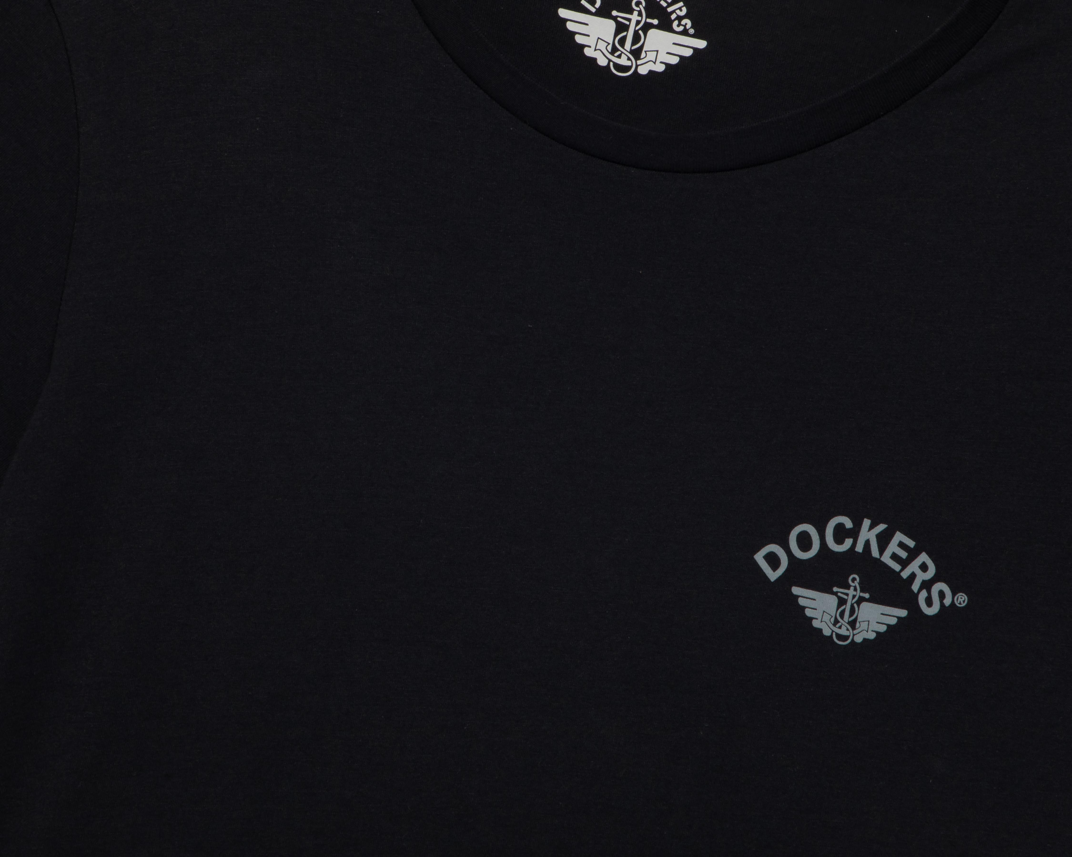Foto 4 pulgar | Playera de Cuello Redondo Negra Dockers para Hombre