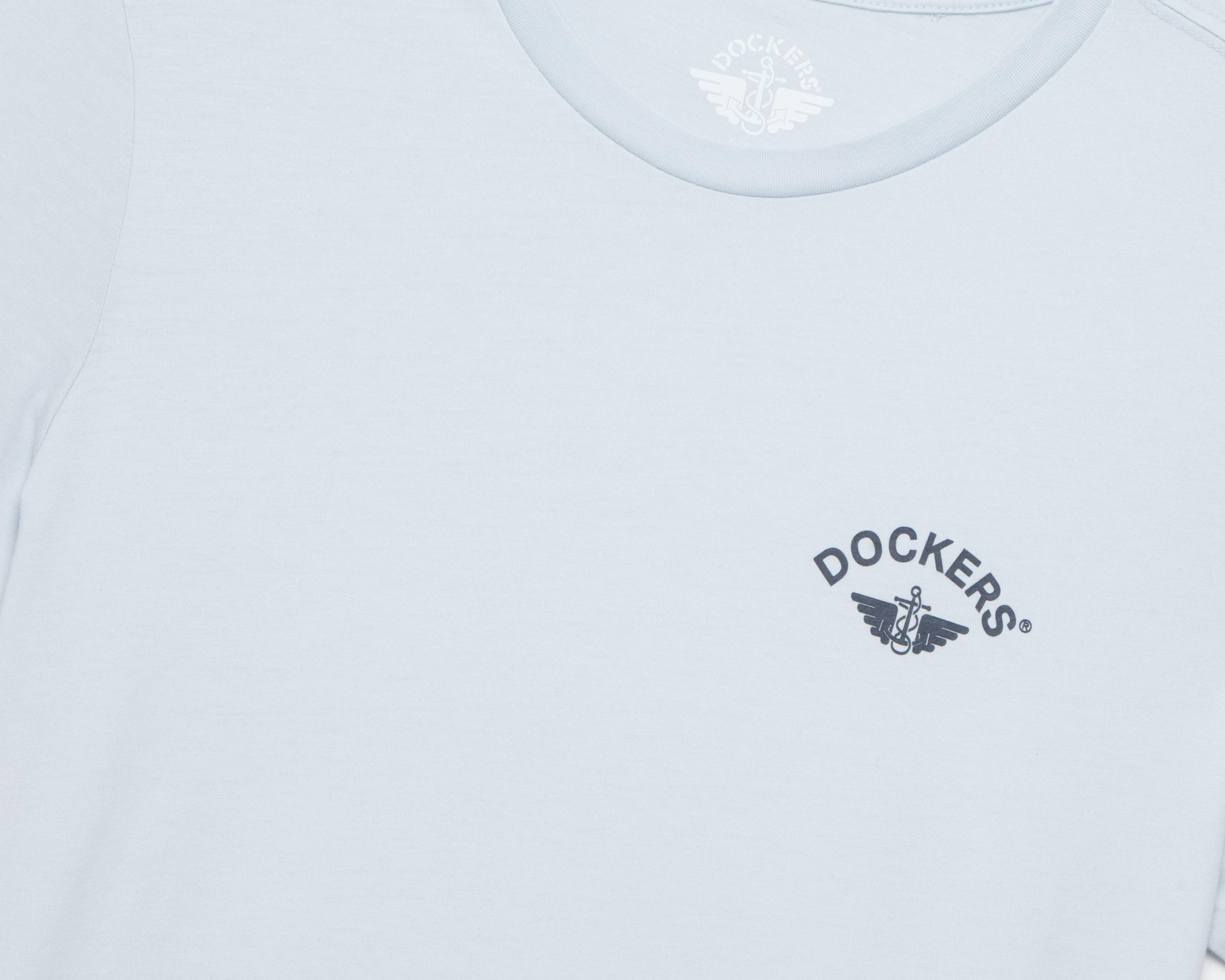 Foto 4 pulgar | Playera de Cuello Redondo Azul Dockers para Hombre
