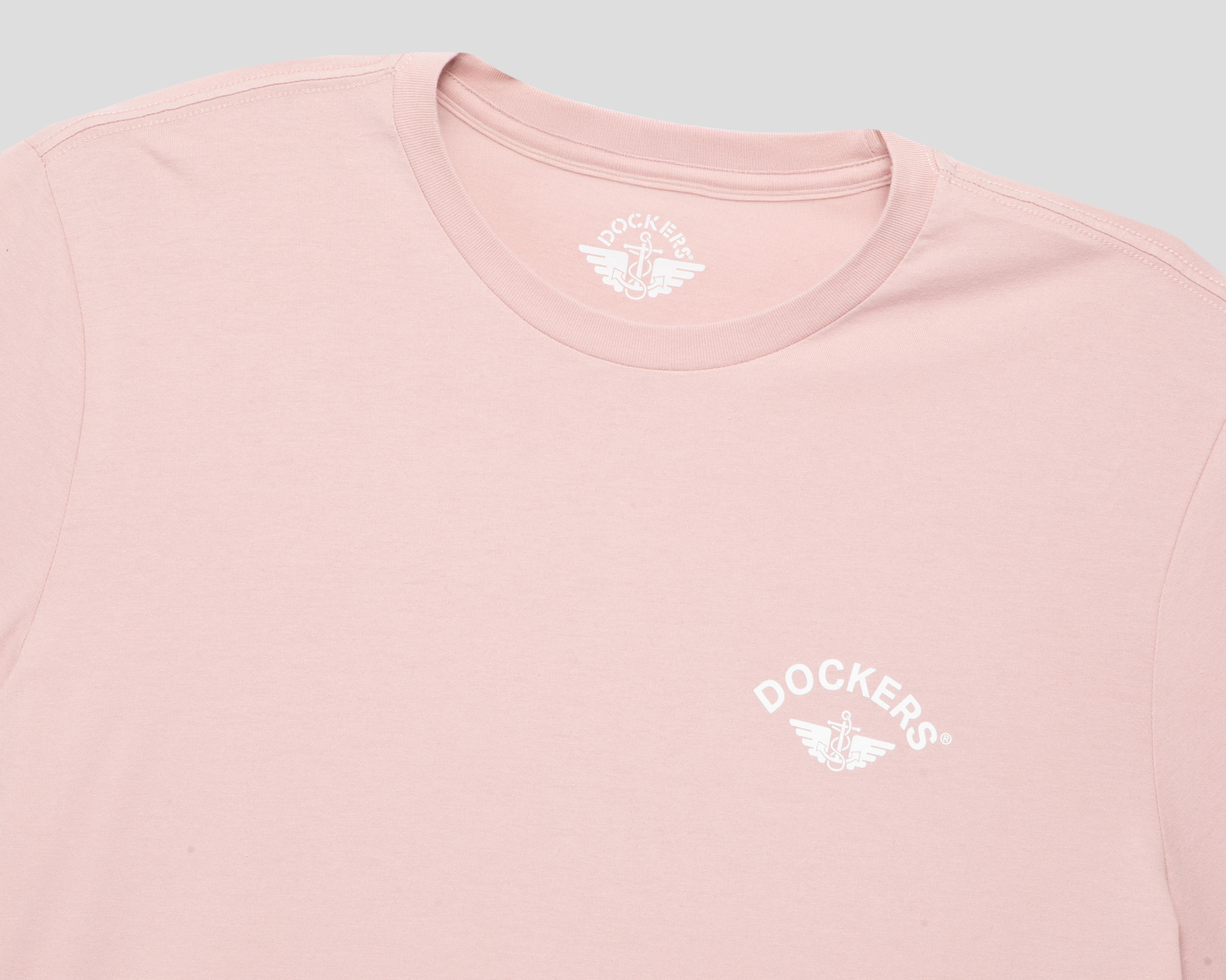 Foto 4 pulgar | Playera de Cuello Redondo Rosa Dockers para Hombre
