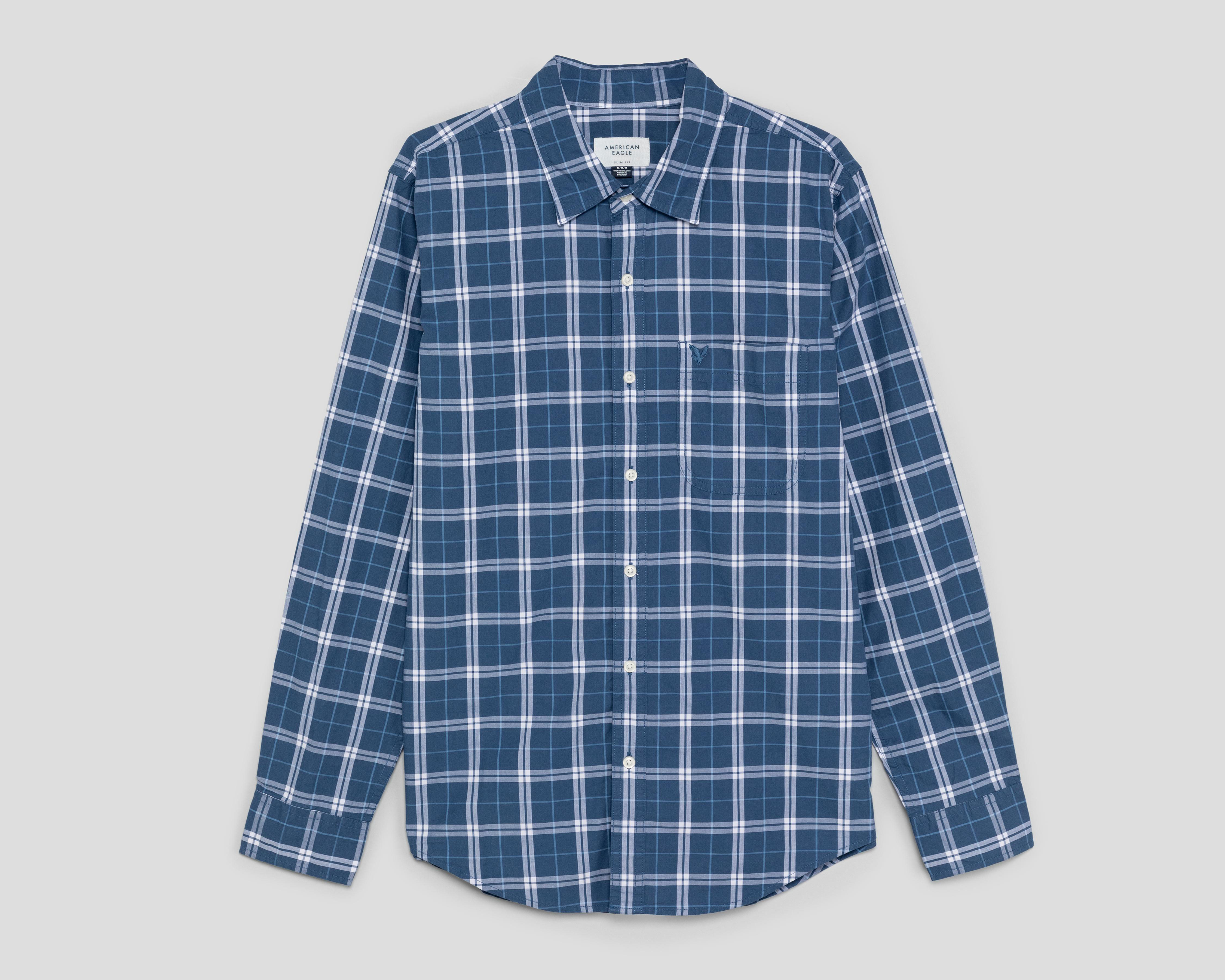 Foto 1 | Camisa Casual de Algodón American Eagle Regular a Cuadros para Hombre