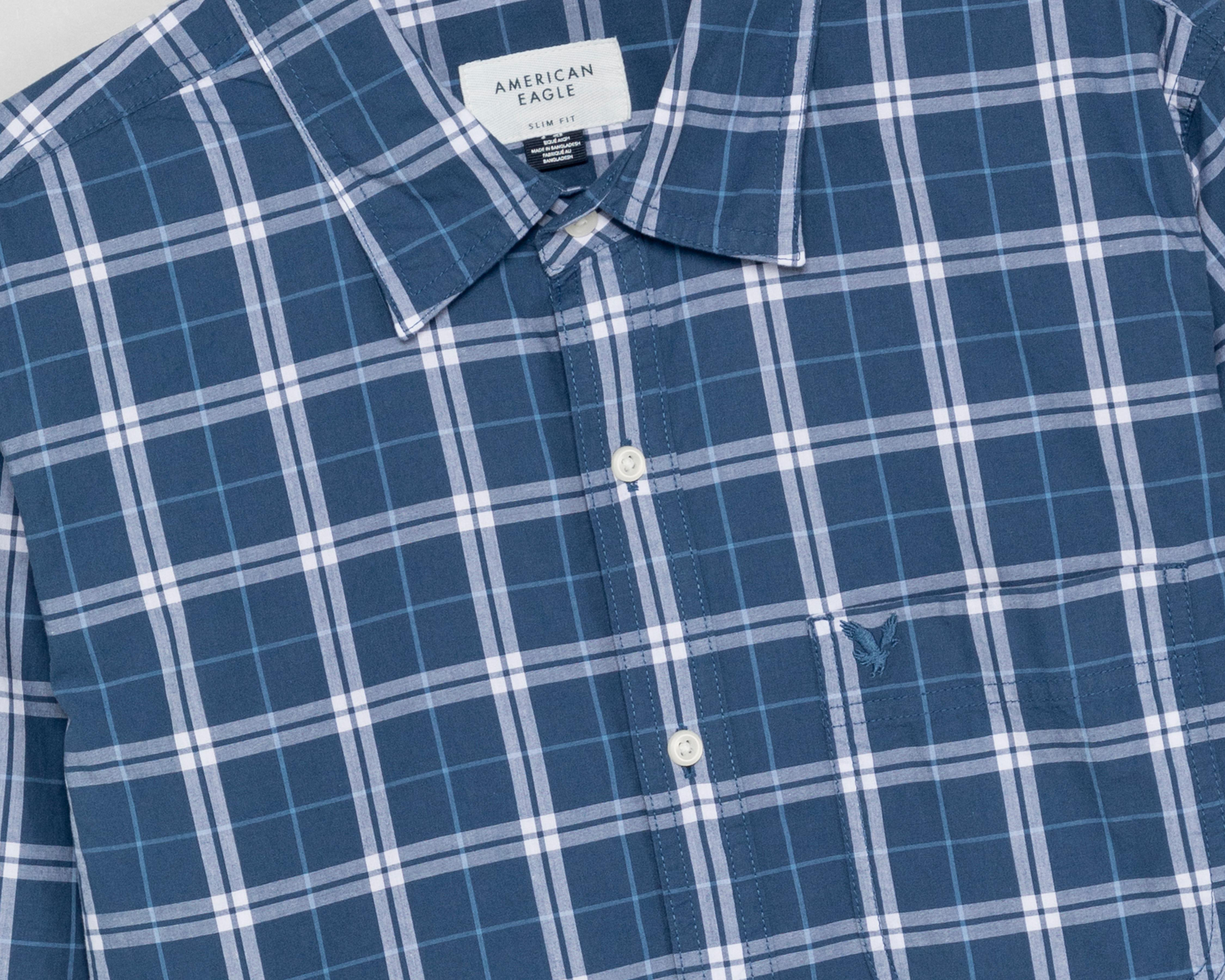 Foto 4 pulgar | Camisa Casual de Algodón American Eagle Regular a Cuadros para Hombre