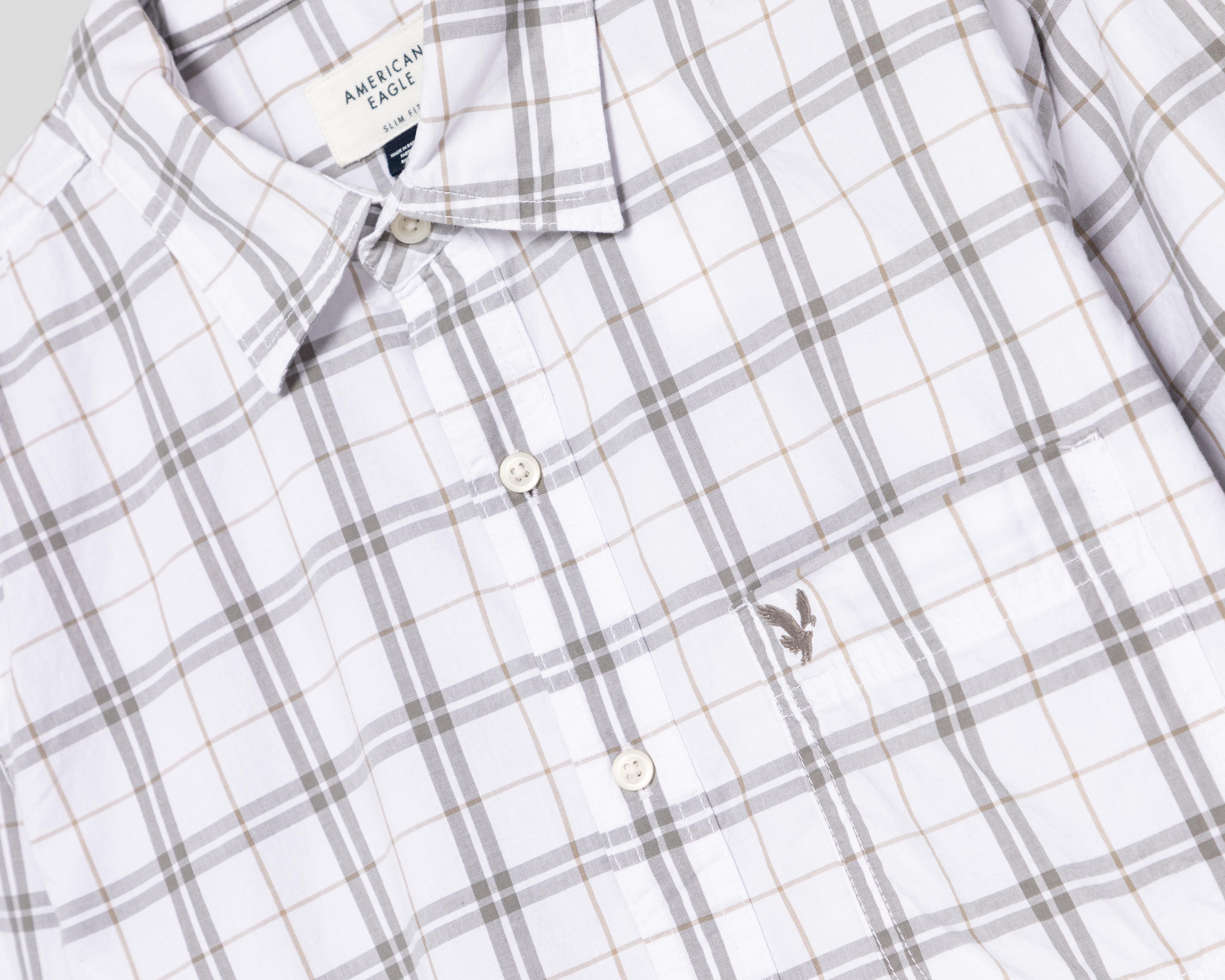 Foto 4 pulgar | Camisa Casual de Algodón American Eagle Slim Fit de Cuadros para Hombre