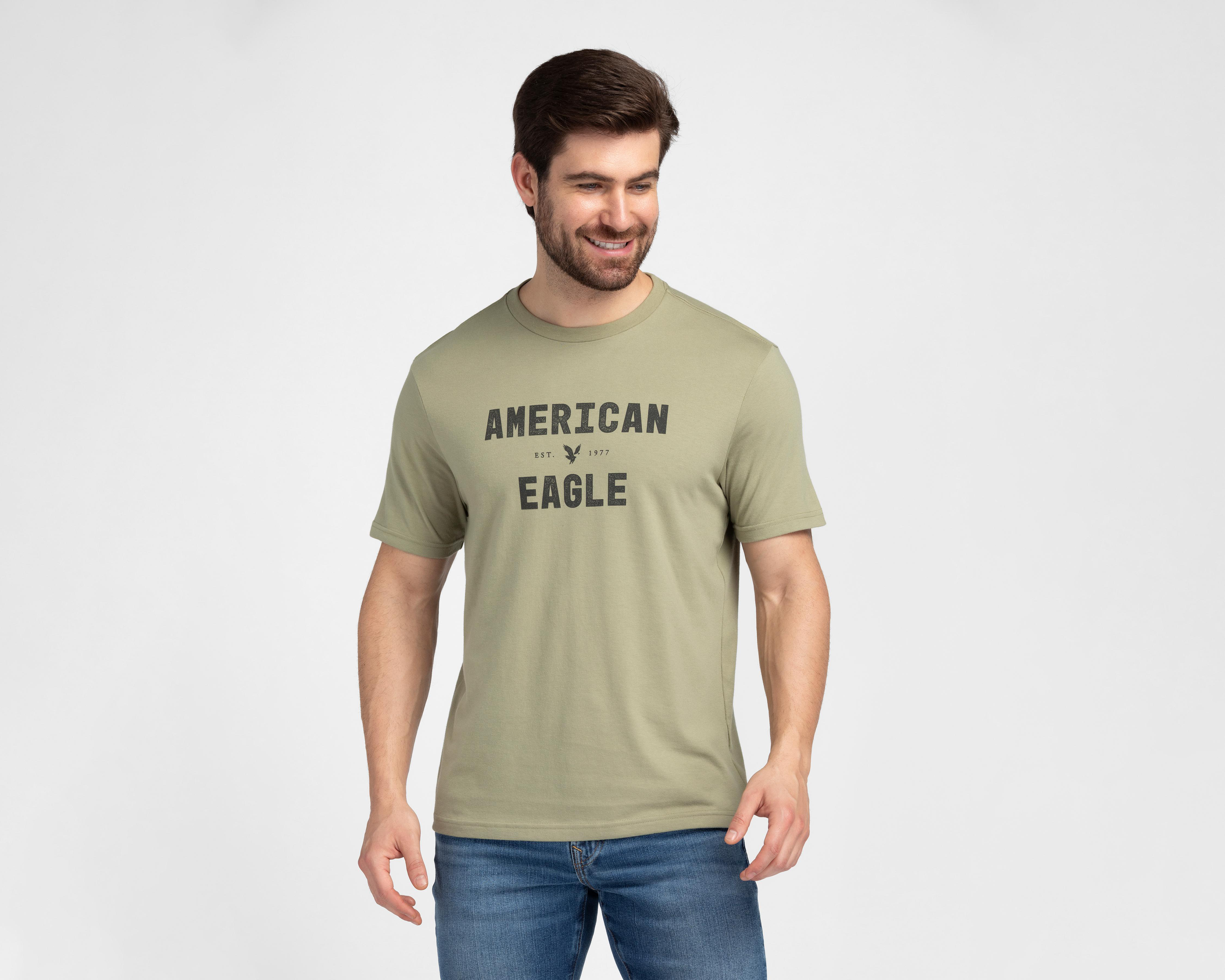 Playera de Cuello Redondo Verde Oliva American Eagle para Hombre