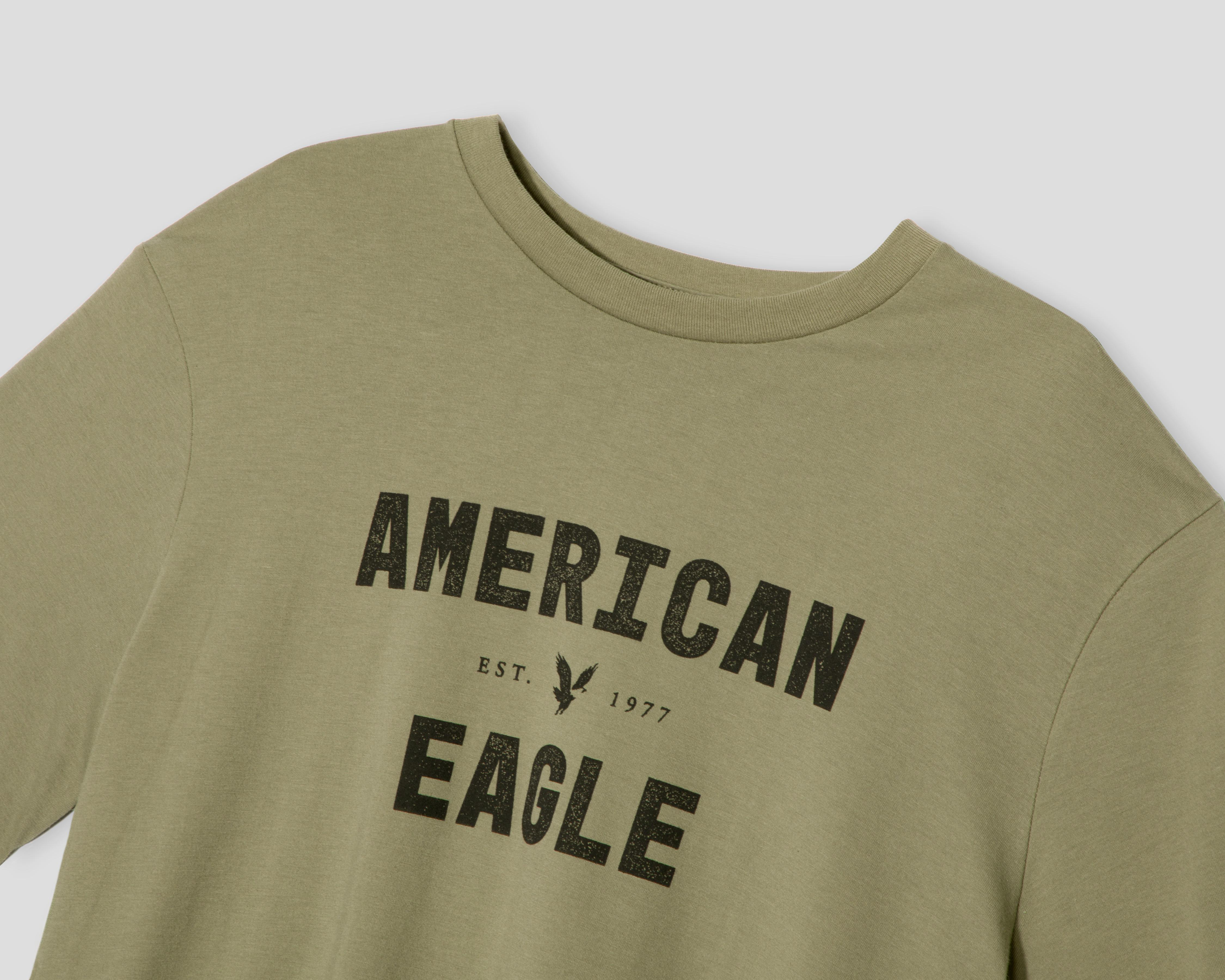 Foto 4 pulgar | Playera de Cuello Redondo Verde Oliva American Eagle para Hombre