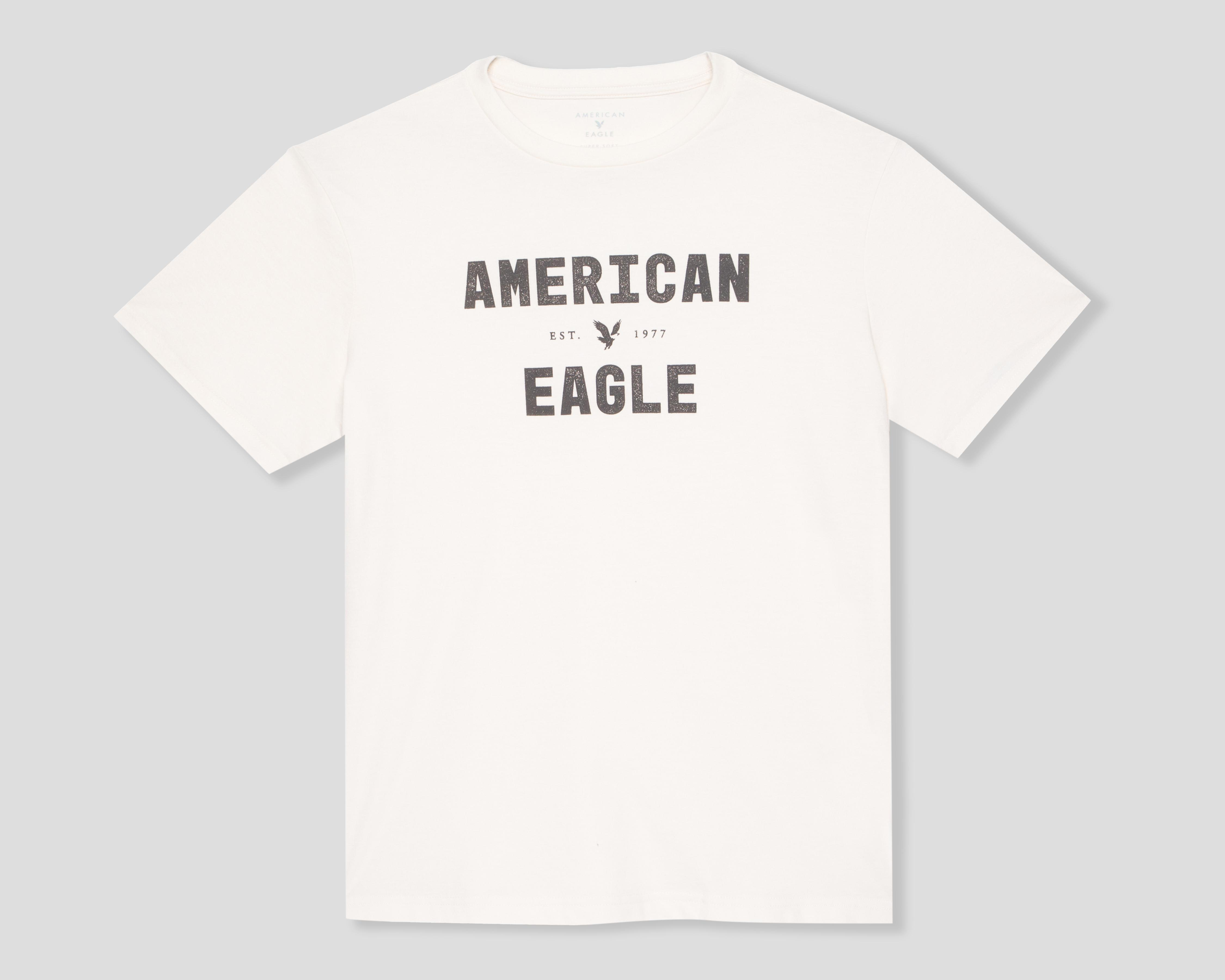 Playera de Cuello Redondo Blanco American Eagle para Hombre