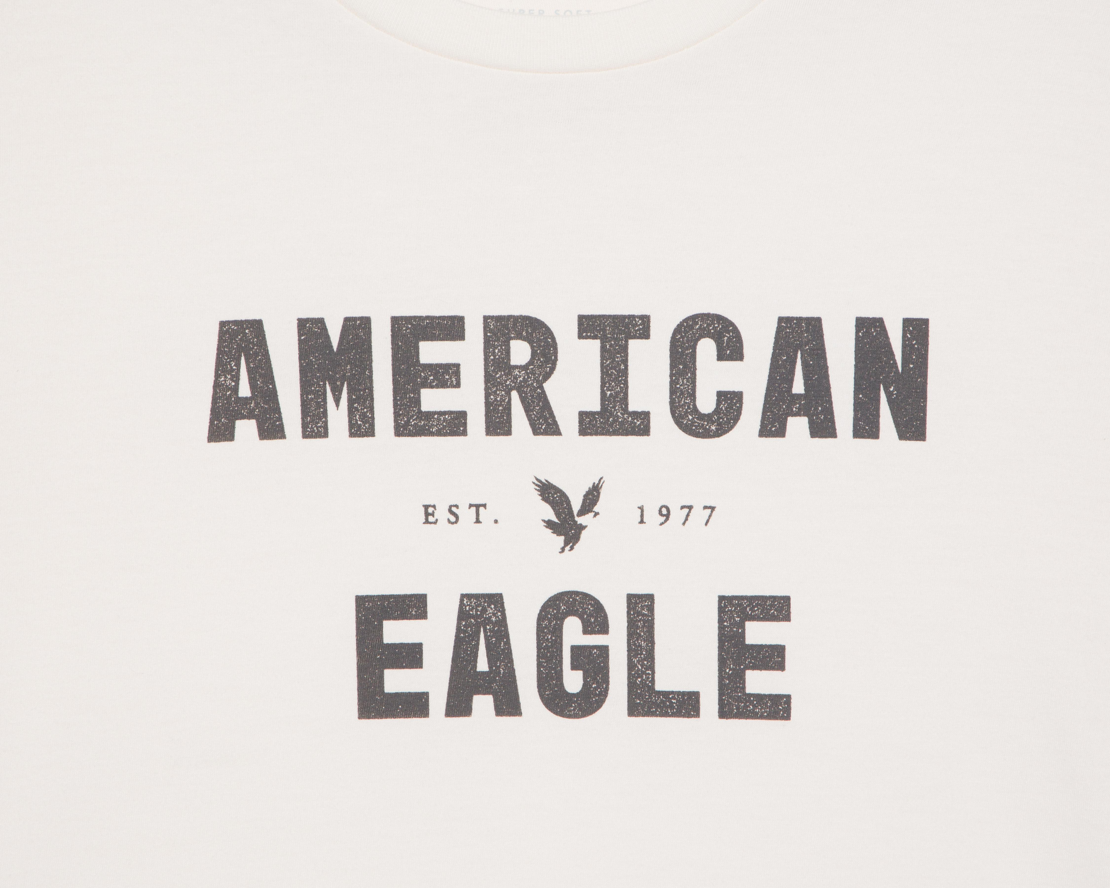 Foto 4 pulgar | Playera de Cuello Redondo Blanco American Eagle para Hombre