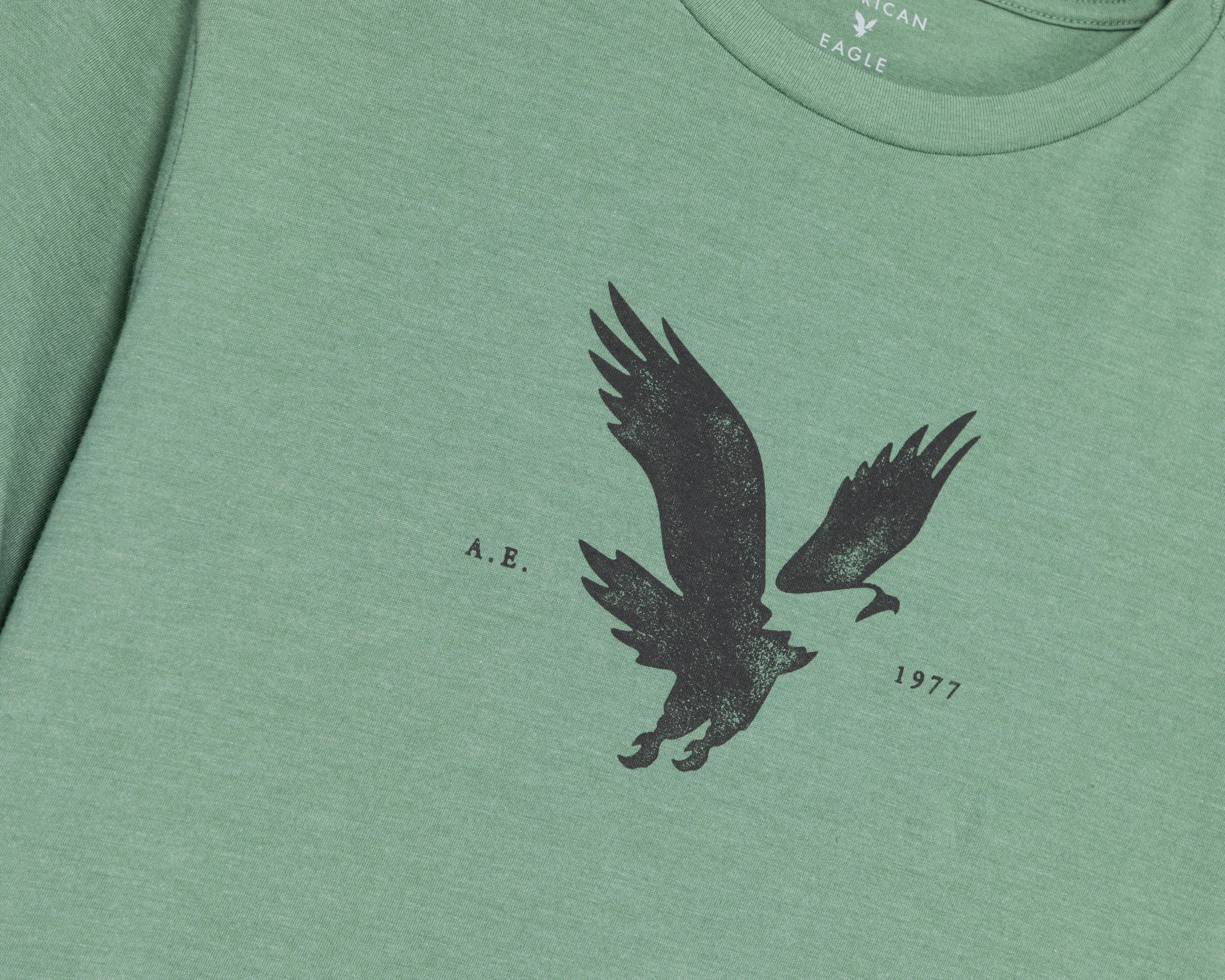 Foto 4 pulgar | Playera de Cuello Redondo Verde American Eagle para Hombre
