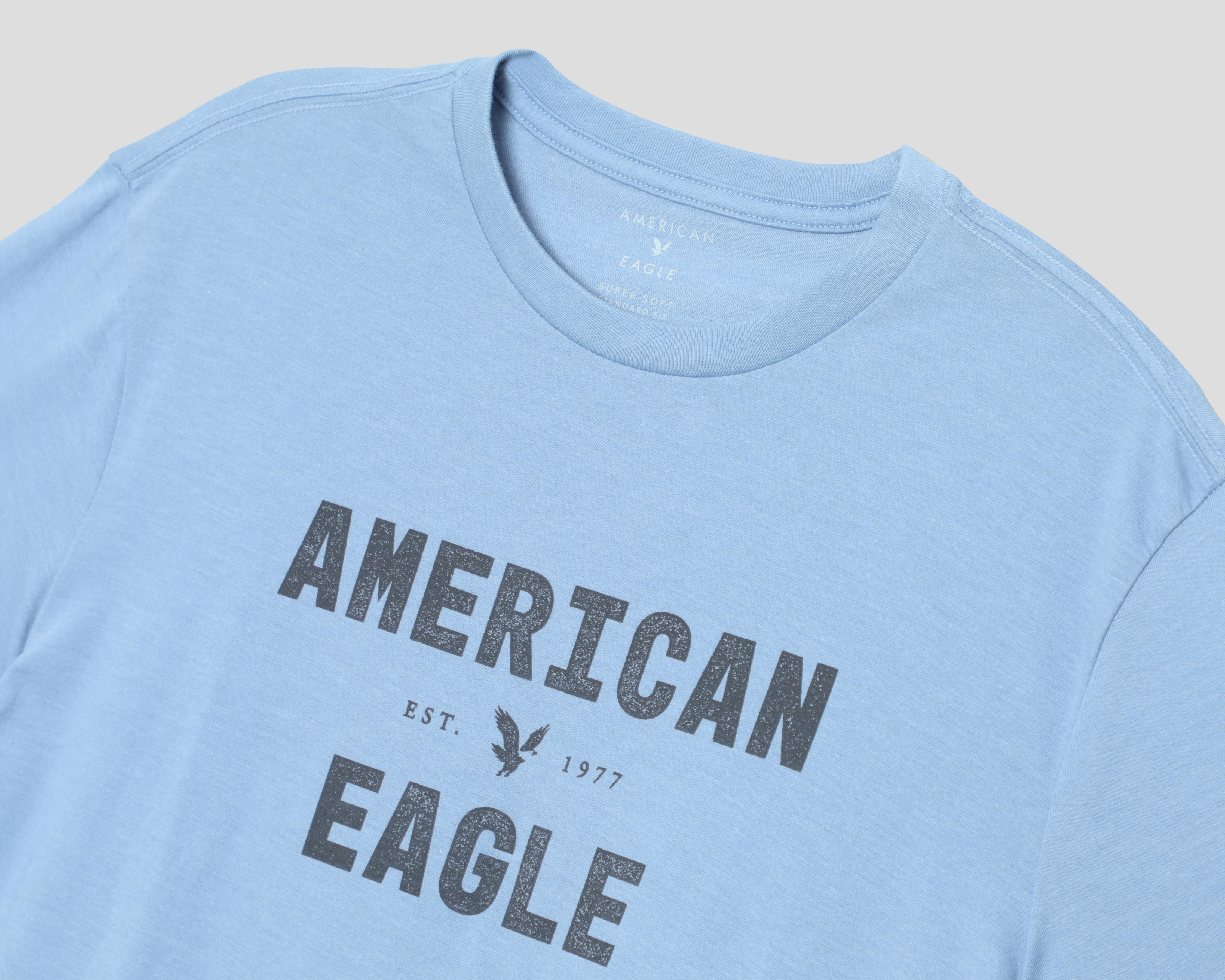 Foto 3 | Playera Cuello Redondo American Eagle Azul para Hombre