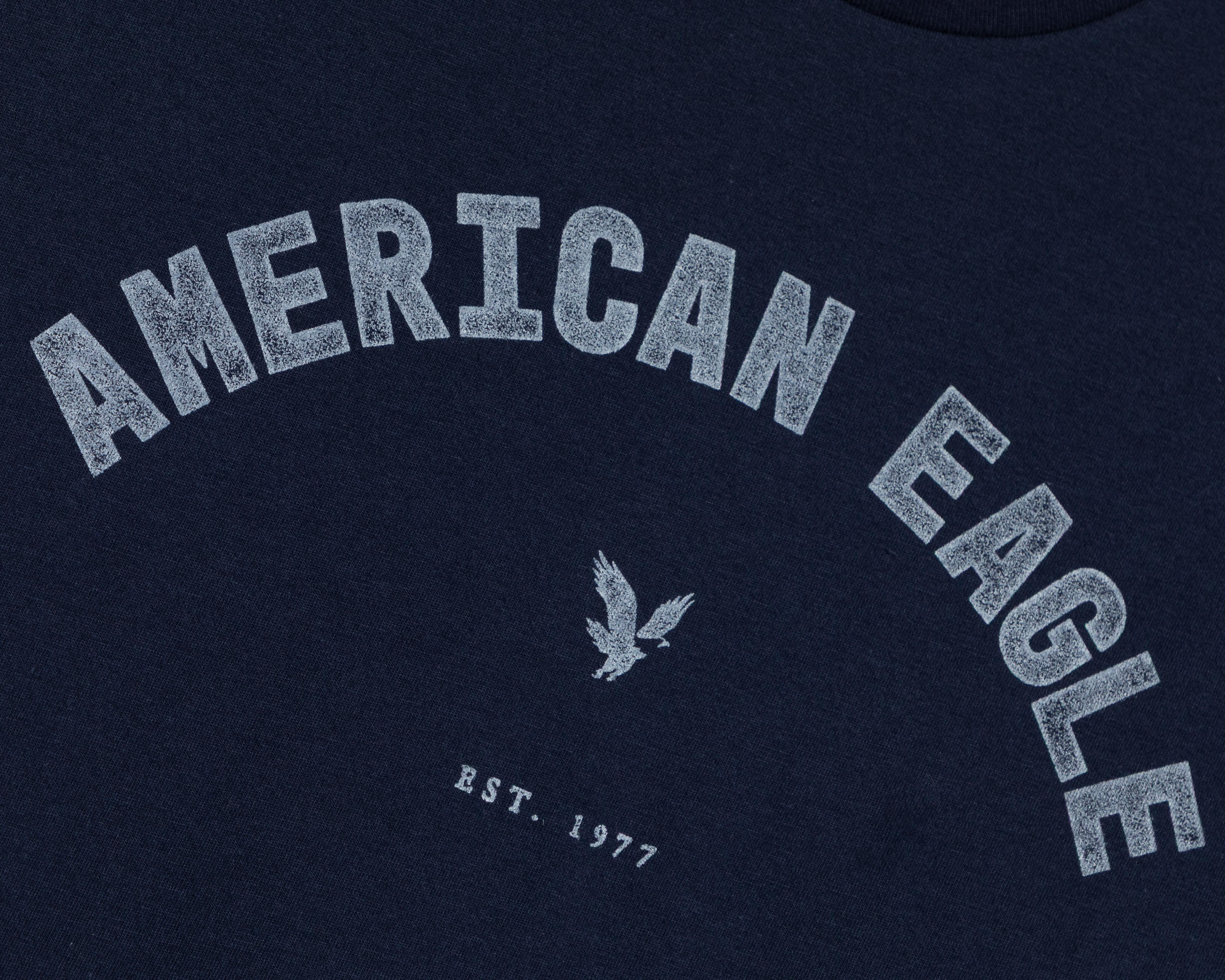Foto 3 | Playera de Cuello Redondo Azul Marino American Eagle para Hombre